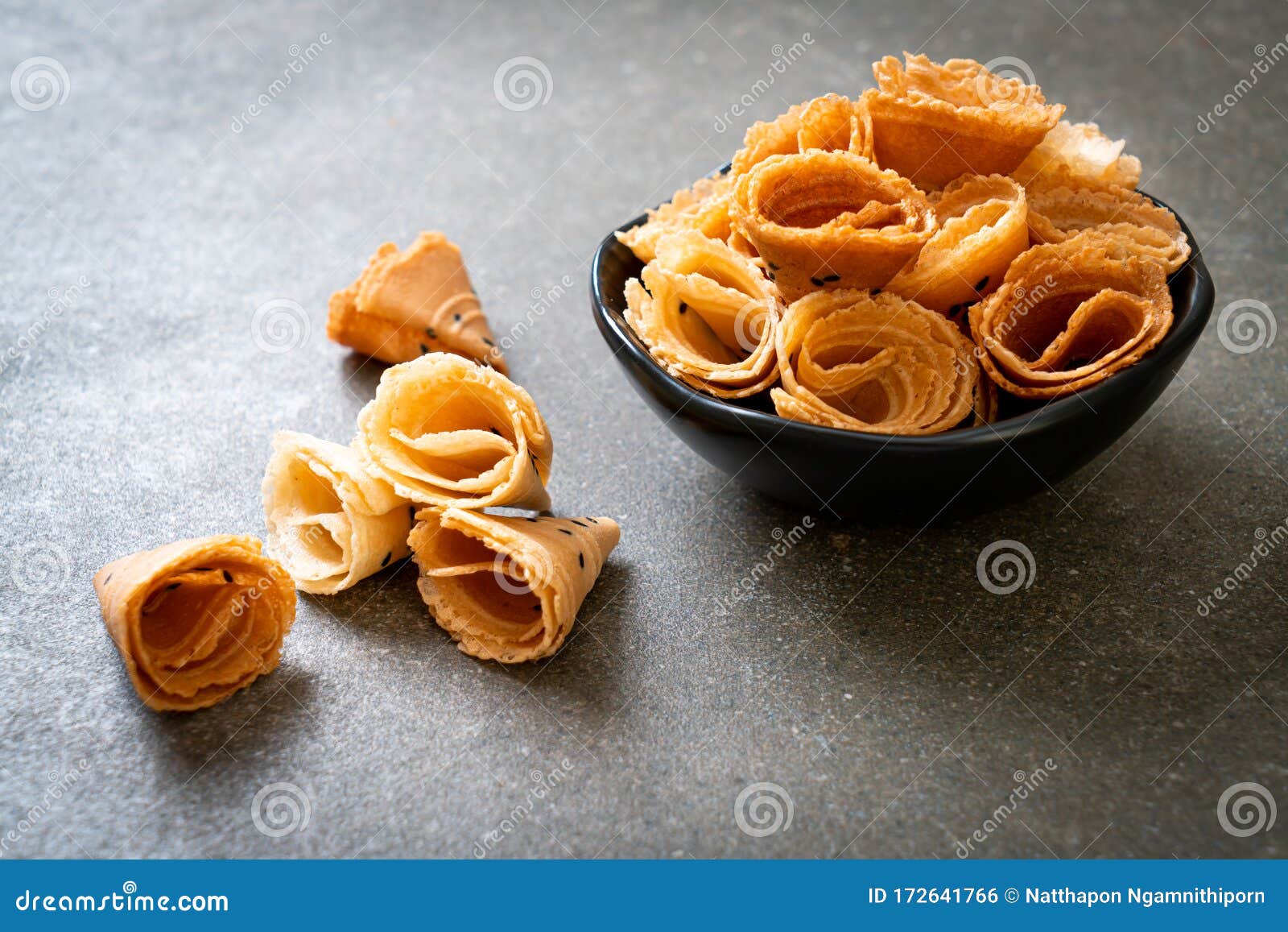 Crispy Coconut Roll Asian Snack Stock Photo Image of crispy, brown
