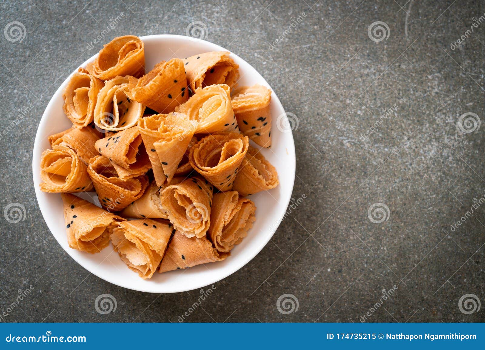 Crispy Coconut Roll Asian Snack Stock Image Image of golden