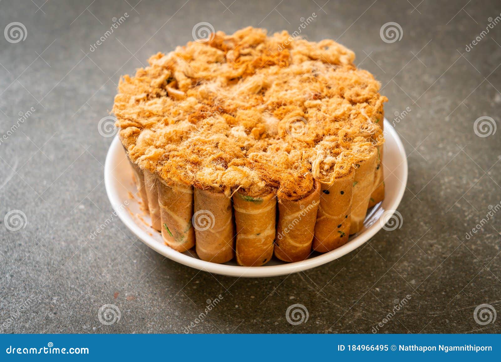 Crispy Coconut Roll with Dried Shredded Pork Stock Image Image of