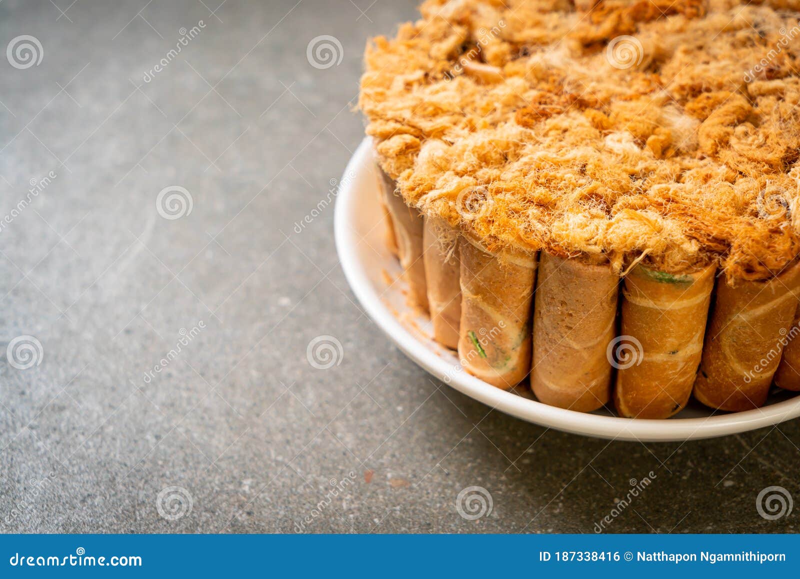 Crispy Coconut Roll with Dried Shredded Pork Stock Photo Image of