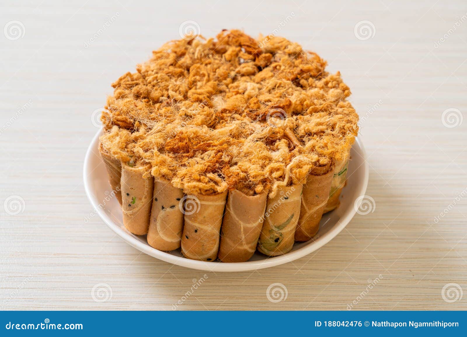 Crispy Coconut Roll with Dried Shredded Pork Stock Photo Image of