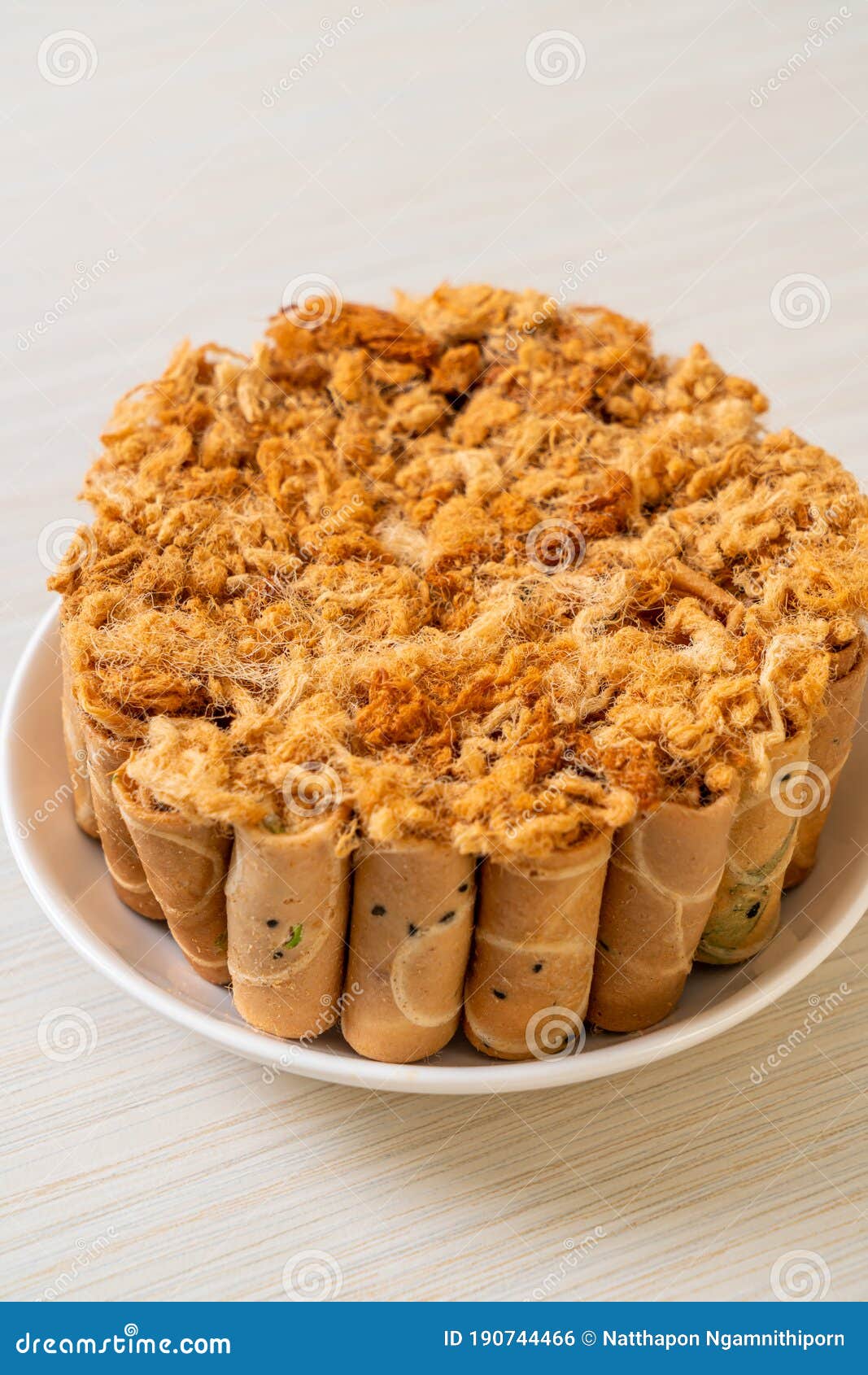 Crispy Coconut Roll with Dried Shredded Pork Stock Photo Image of