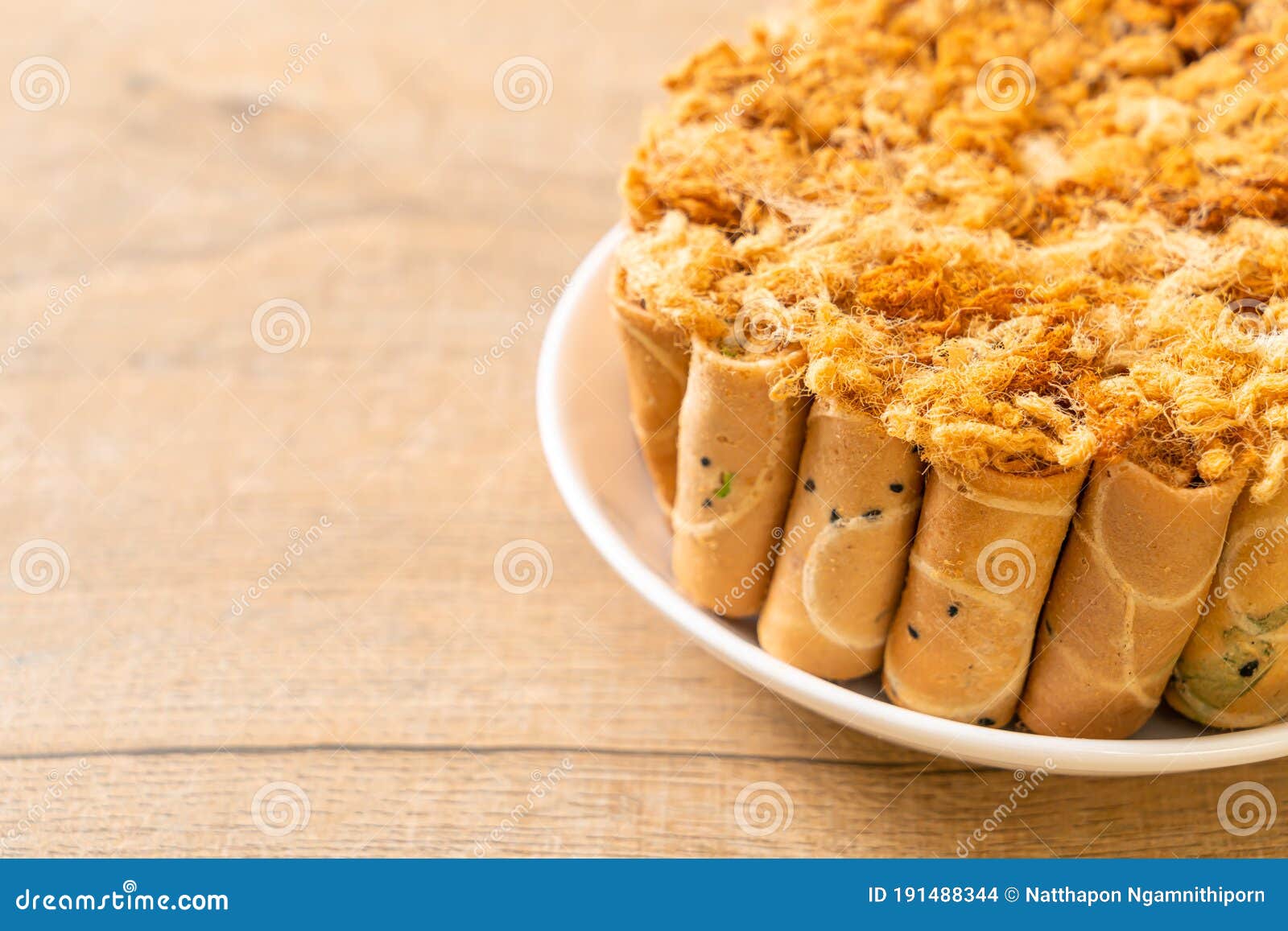 Crispy Coconut Roll with Dried Shredded Pork Stock Photo Image of