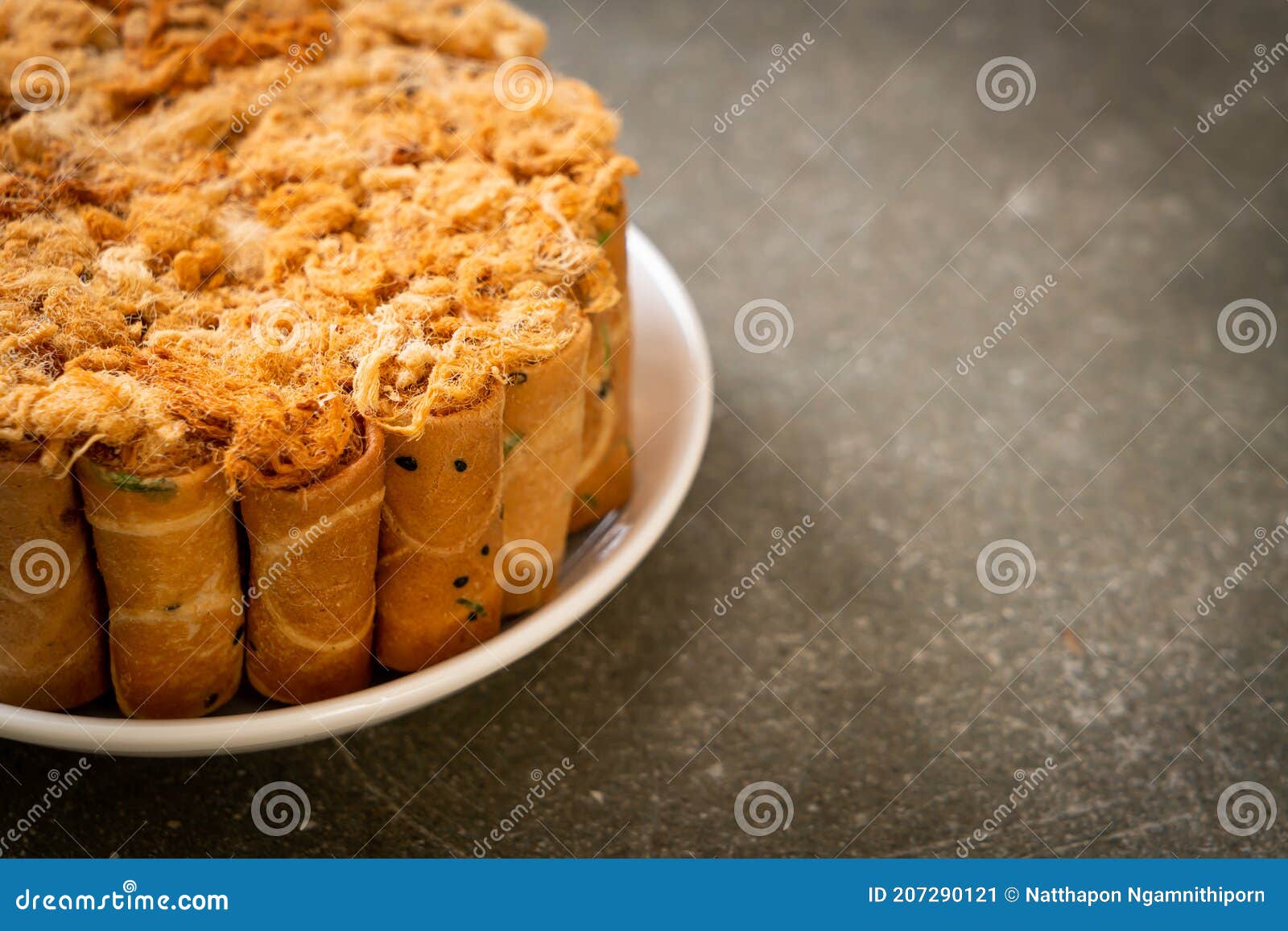 Crispy Coconut Roll with Dried Shredded Pork Stock Image Image of