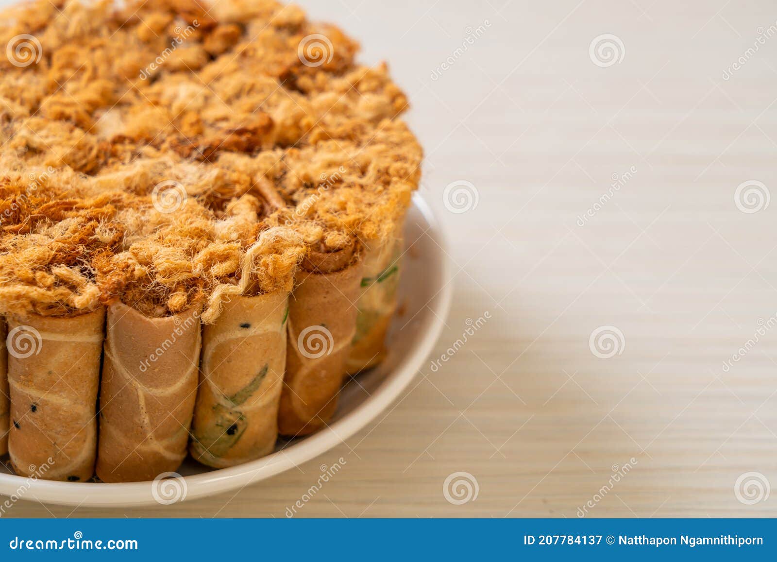 Crispy Coconut Roll with Dried Shredded Pork Stock Image Image of