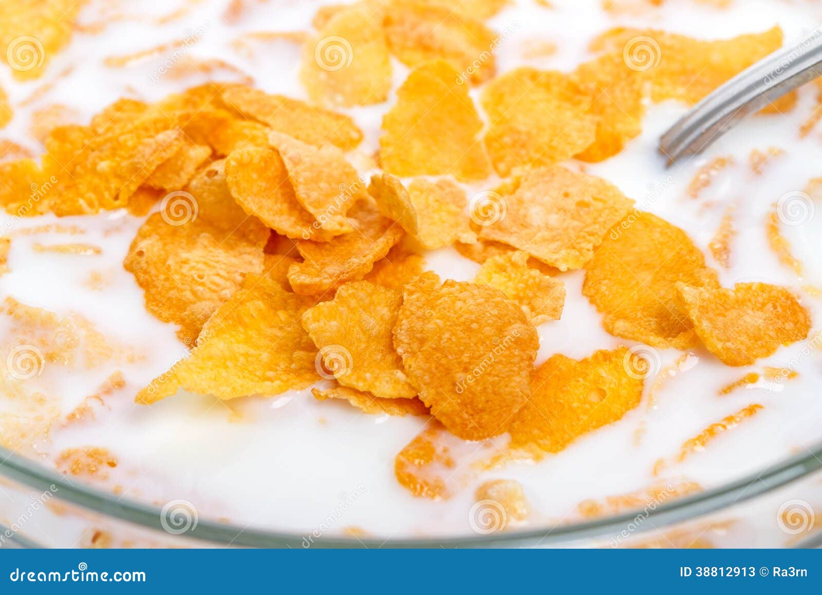 Crispy Corn Flakes with Milk Closeup Stock Image Image of crisp
