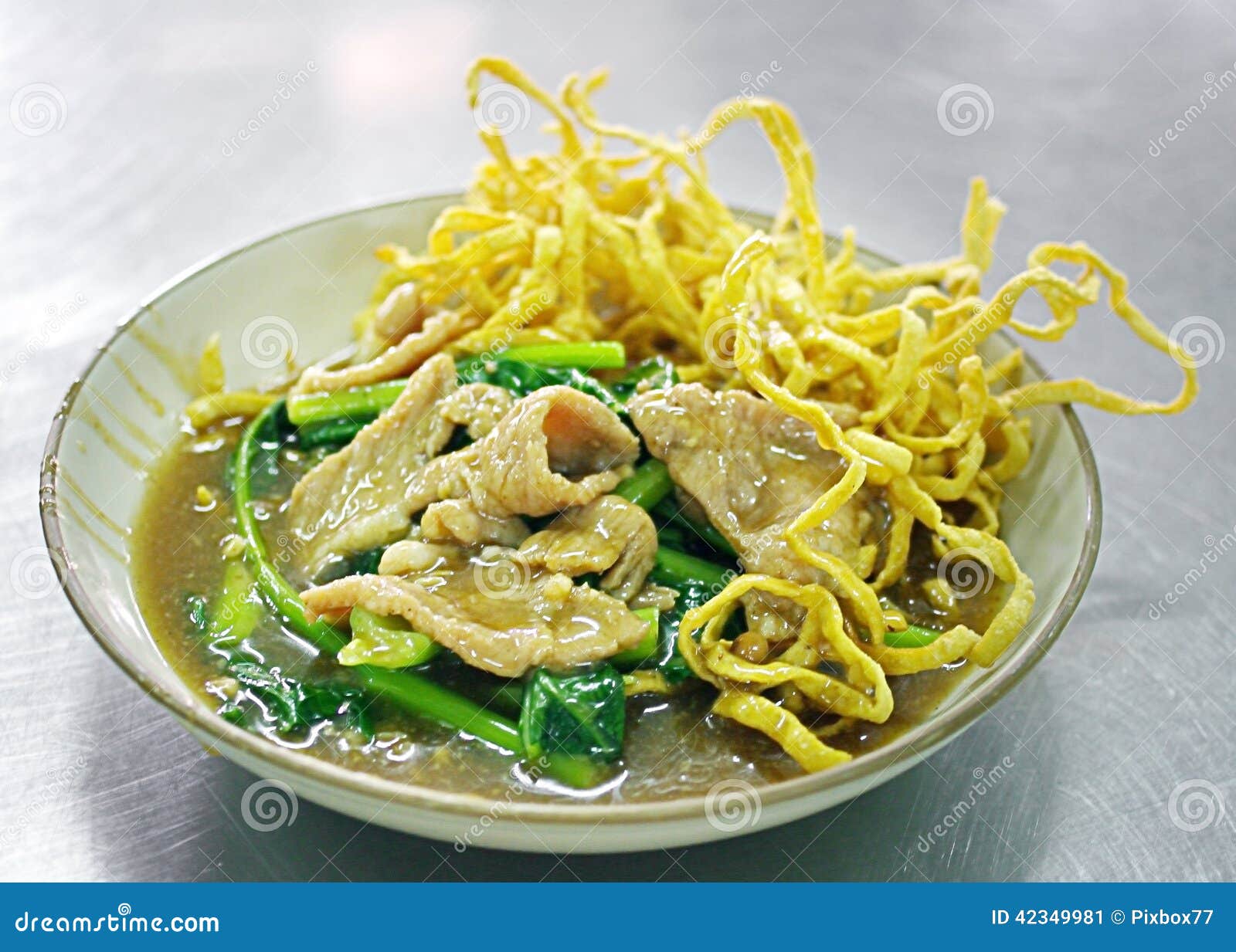 Crispy Egg Noodles in a Thick Vegetable Gravy Stock Image Image of