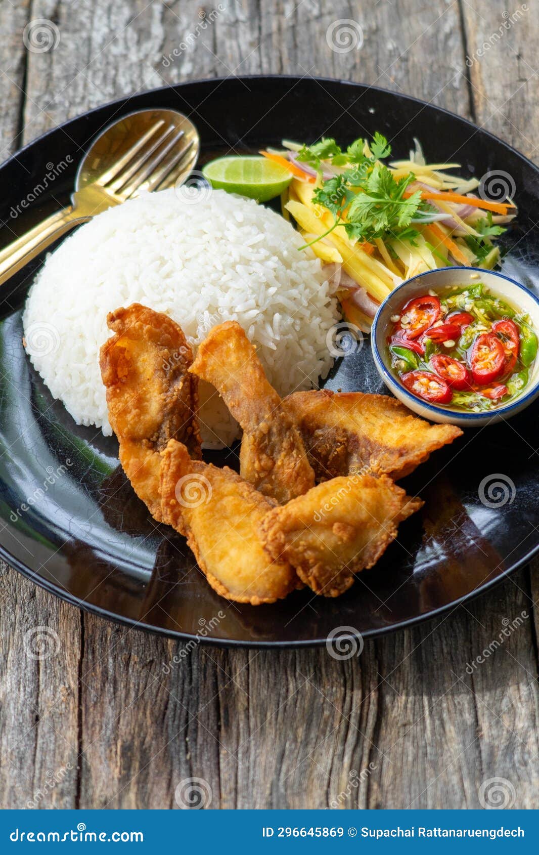 Rice fried fish stock image. Image of breakfast, eating - 296645869
