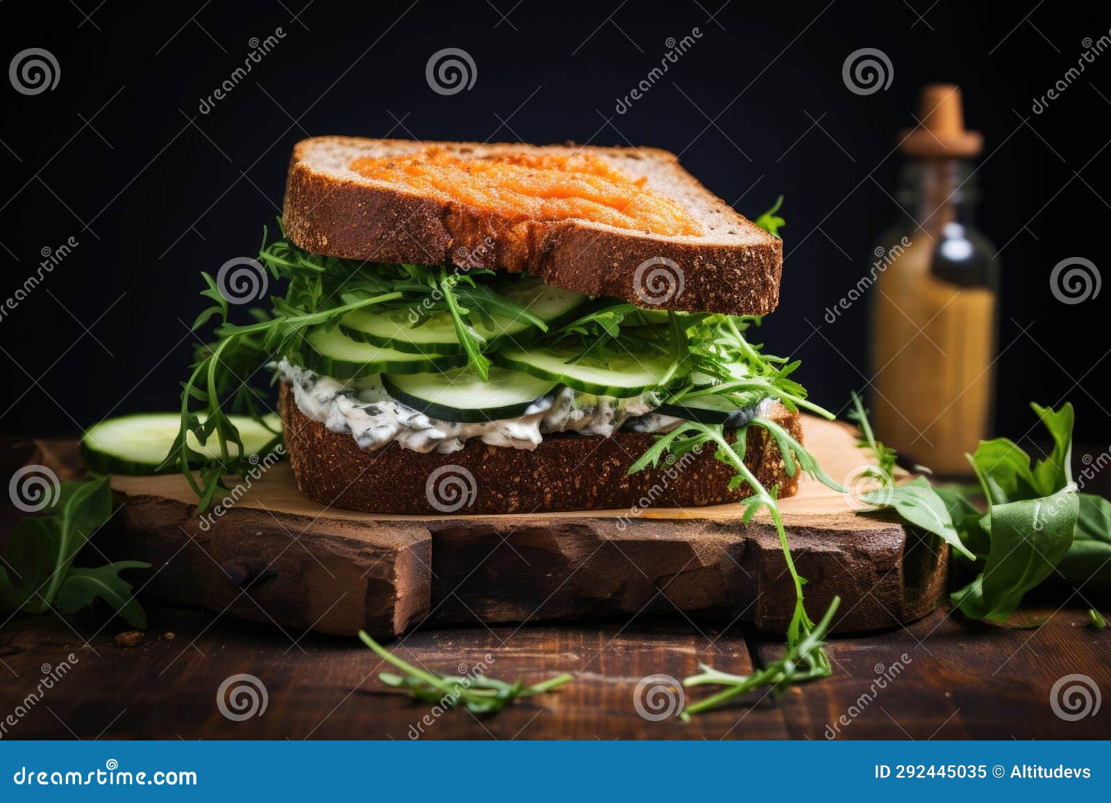 Crispy Fish Sandwich on Dark Rye Bread Stock Image Image of bread