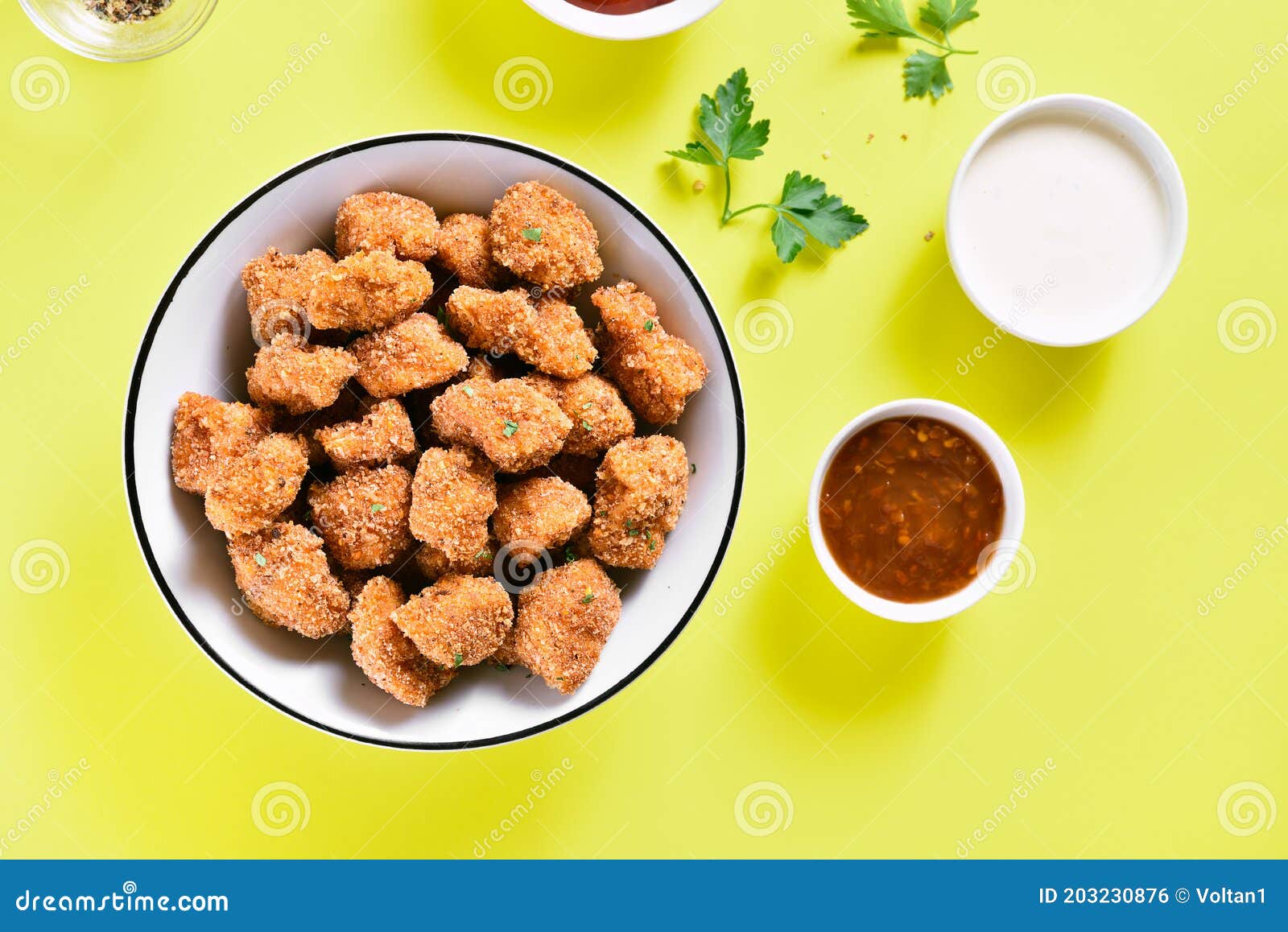 Crispy Fried Breaded Chicken Bites Stock Photo Image of dinner, sauce