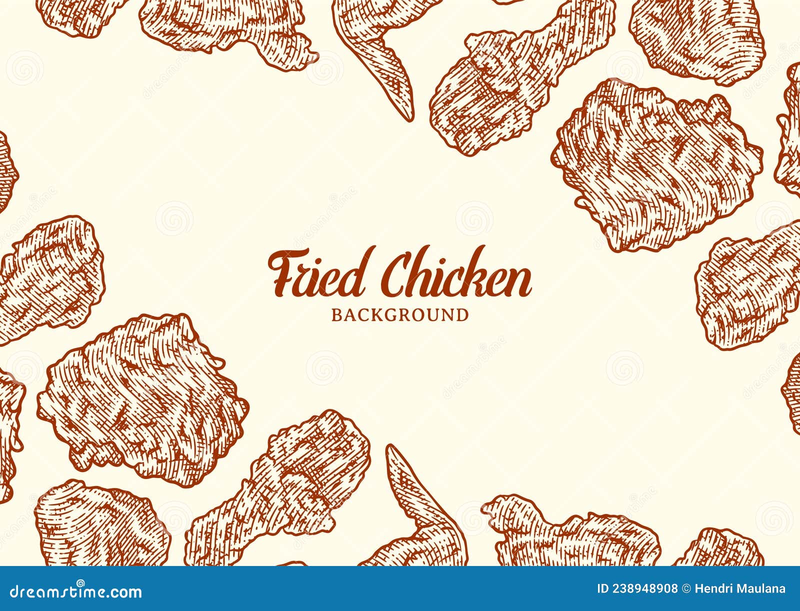 Crispy Fried Chicken Background Template Stock Vector - Illustration of