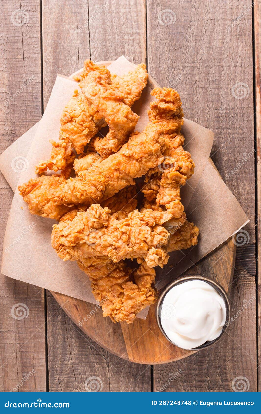 Crispy Fried Chicken Breast Strips with Sauce Stock Photo - Image of