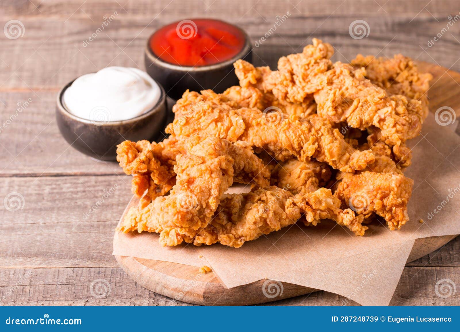 Crispy Fried Chicken Breast Strips with Sauce Stock Image Image of