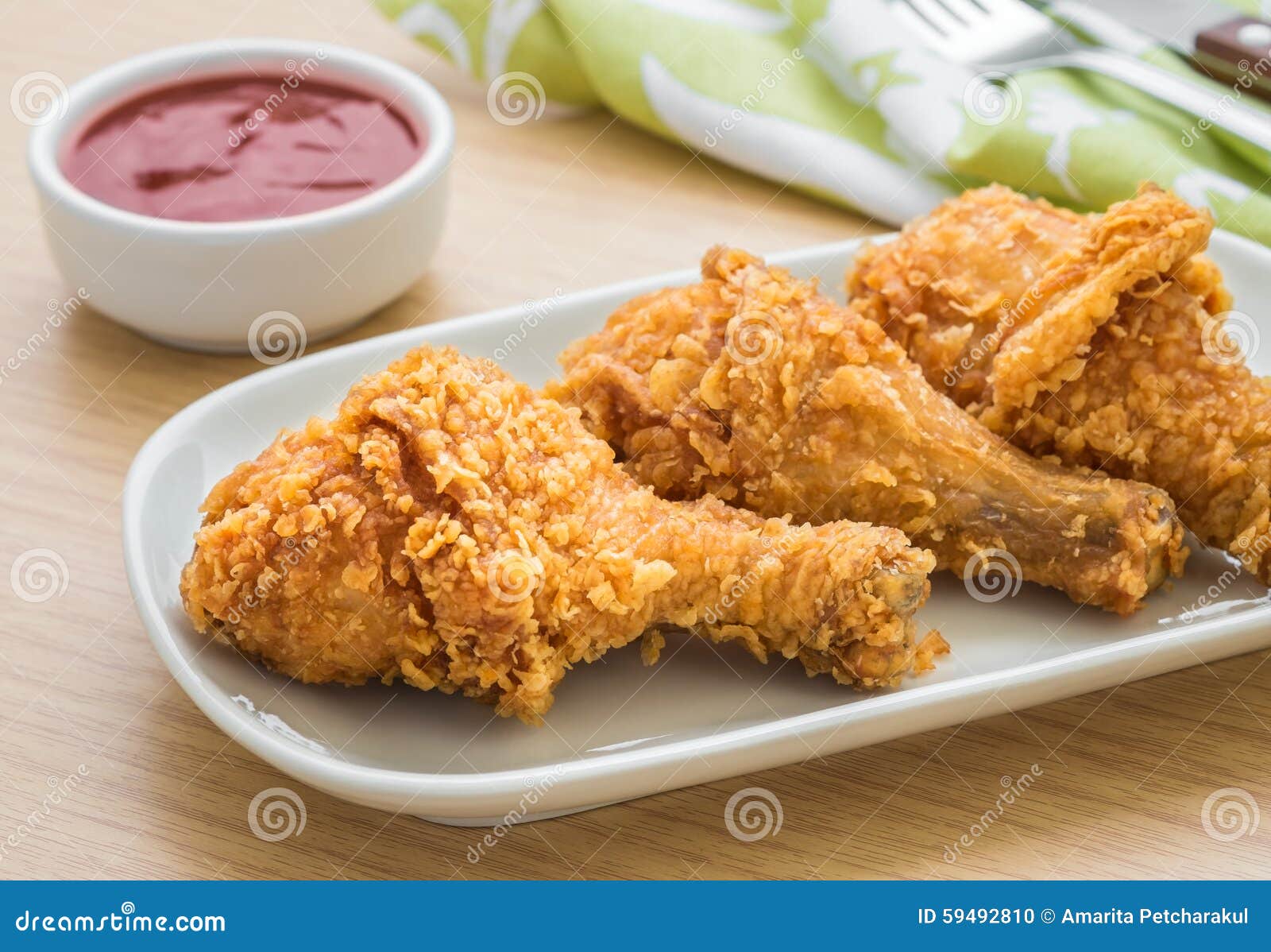 Crispy Fried Chicken on Plate and Dip Sauce Stock Photo Image of gold