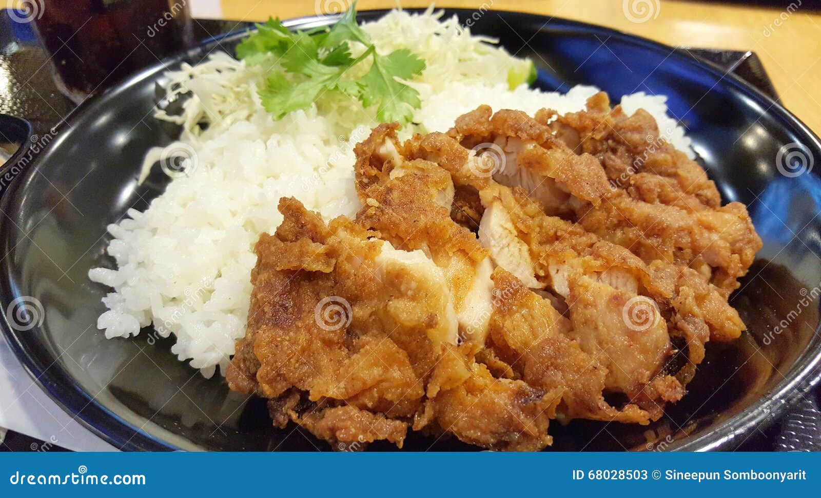Crispy Fried Chicken with Rice Stock Image Image of fried, chicken