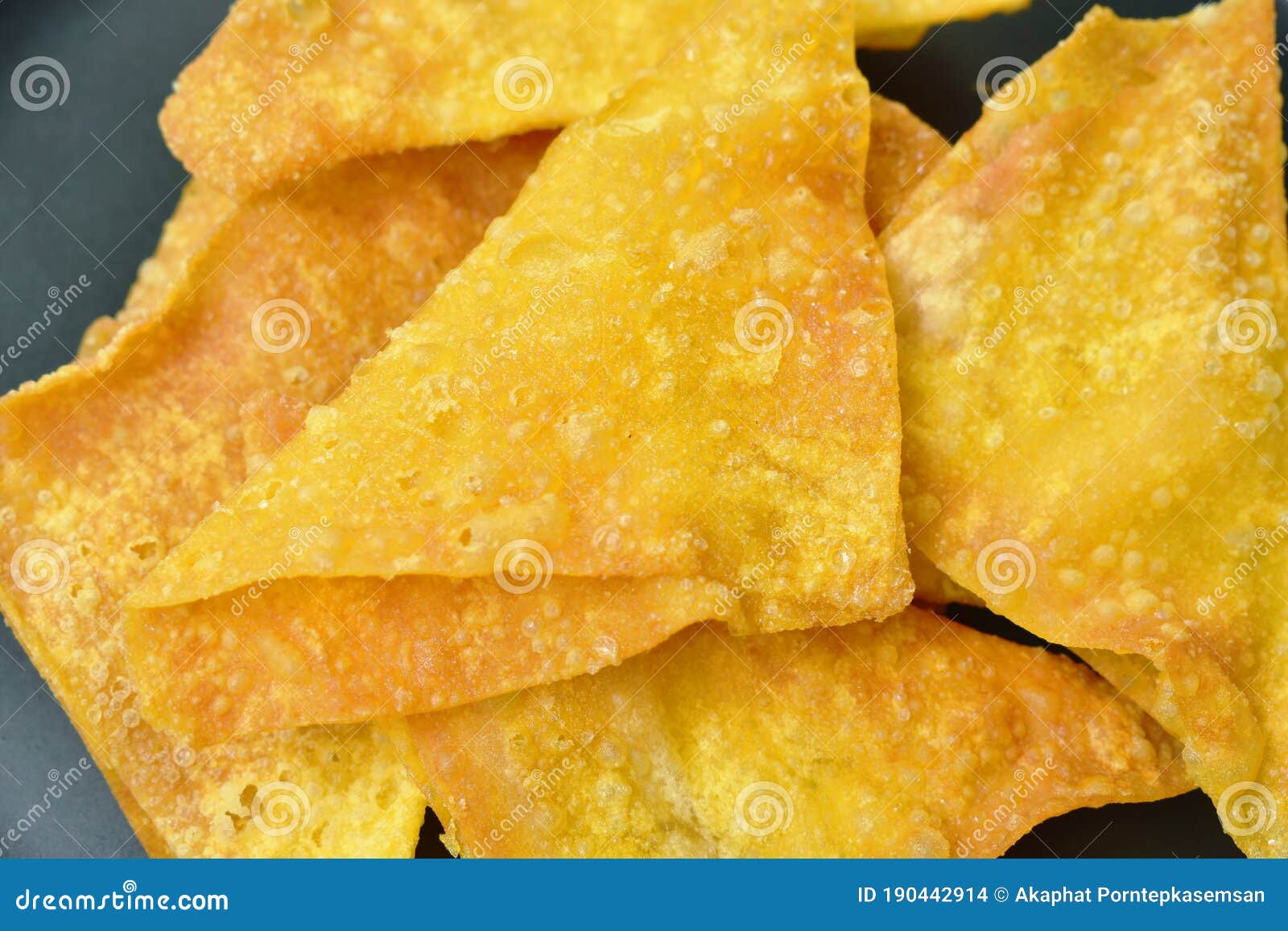 Crispy Fried Dumpling Paste Dipping Sweet Chili Sauce on Plate Stock