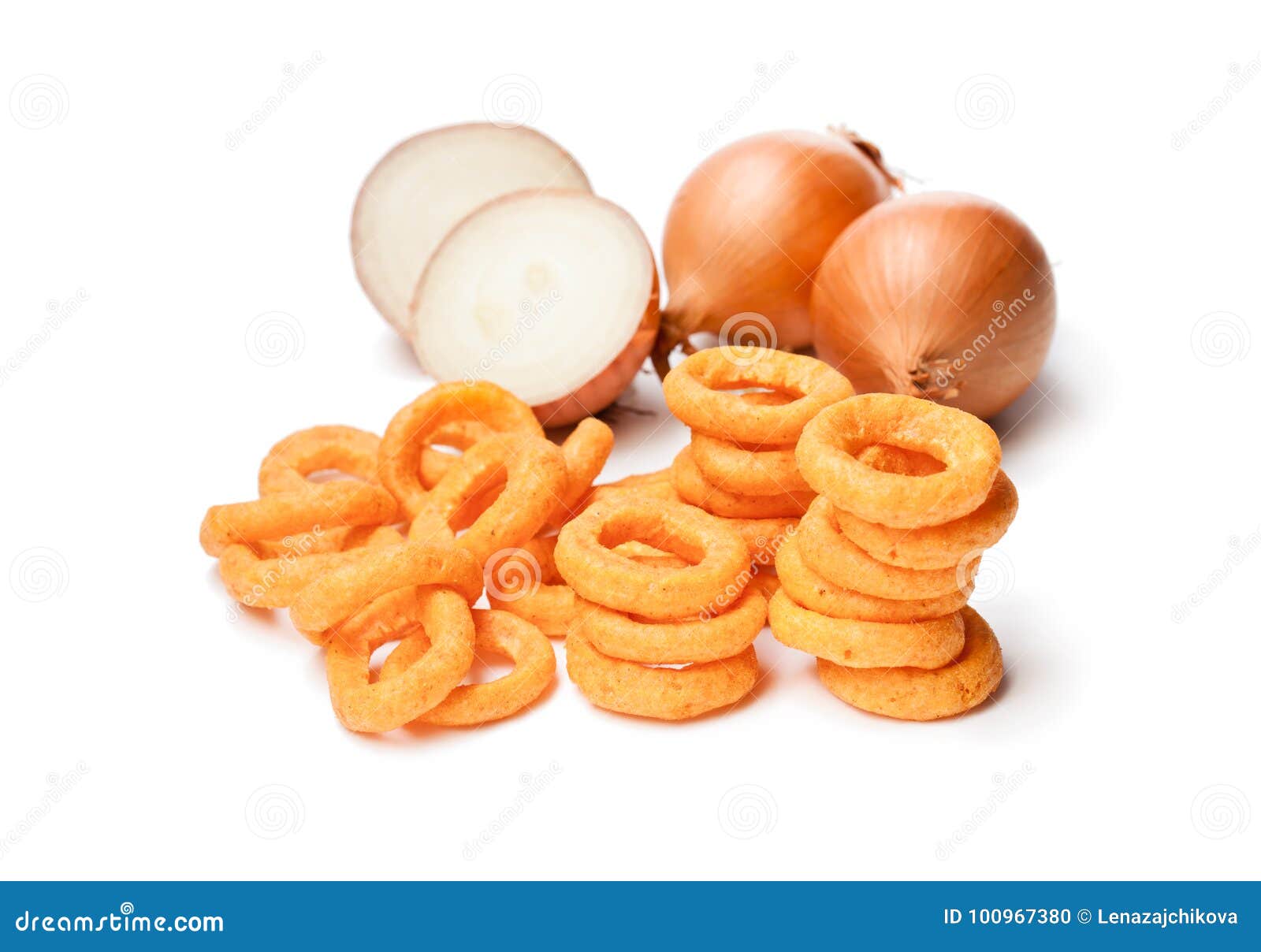 Crispy Fried Onion Rings Isolated on White Stock Photo Image of