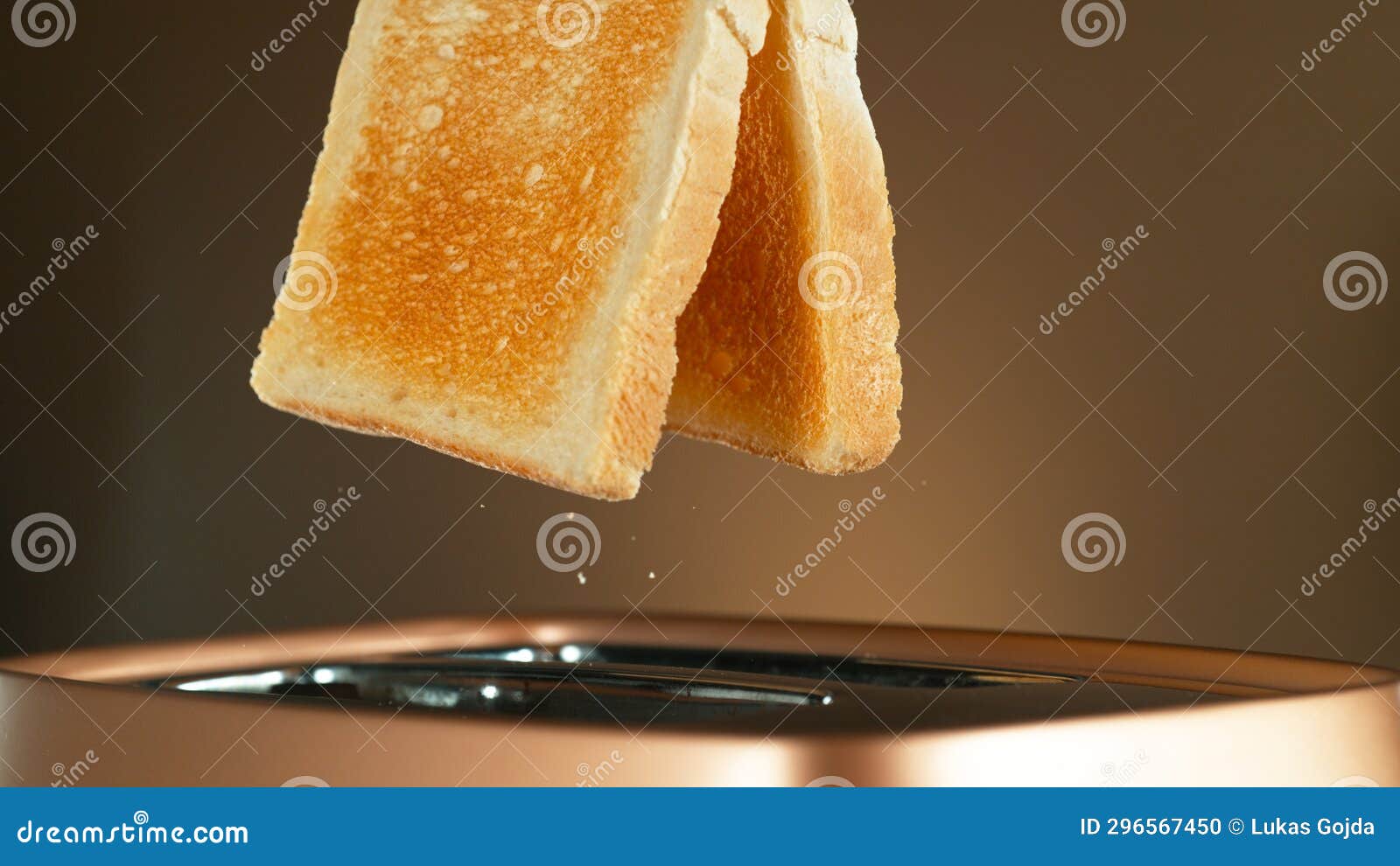 Crispy Golden Toasts Jumping Out of Toaster Stock Photo Image of