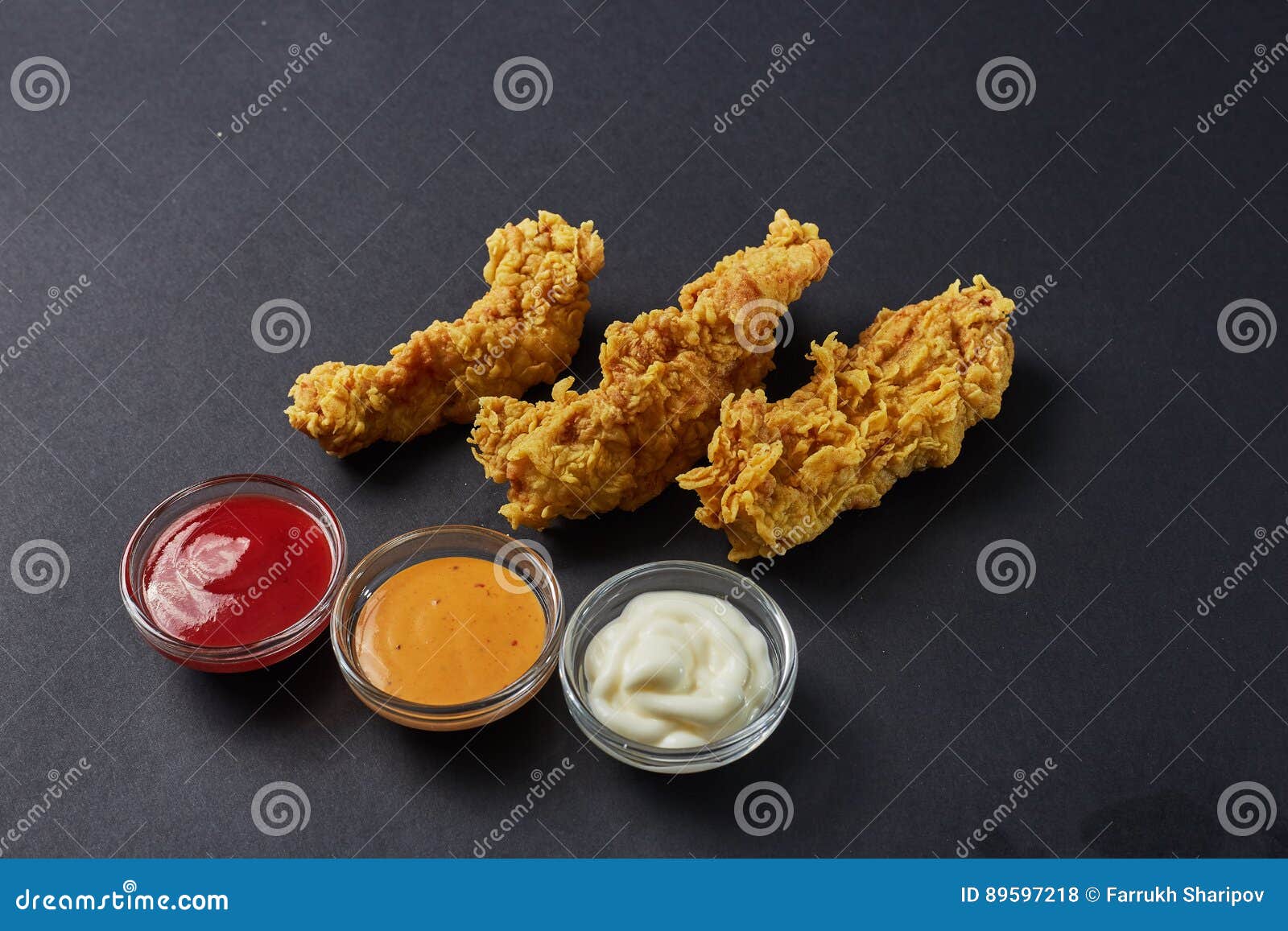 Crispy Kentucky Fried Chicken in Black Background Stock Photo - Image