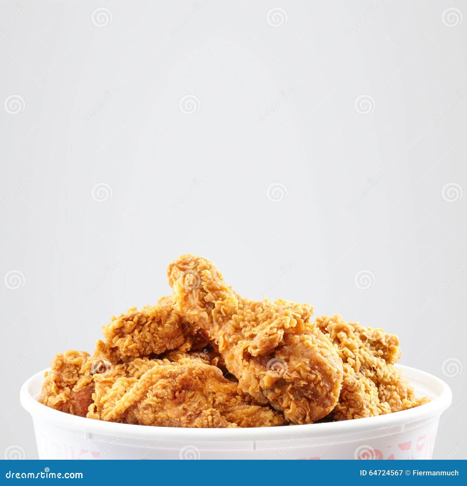 Crispy Kentucky Fried Chicken Bucket in a White Background Stock Image