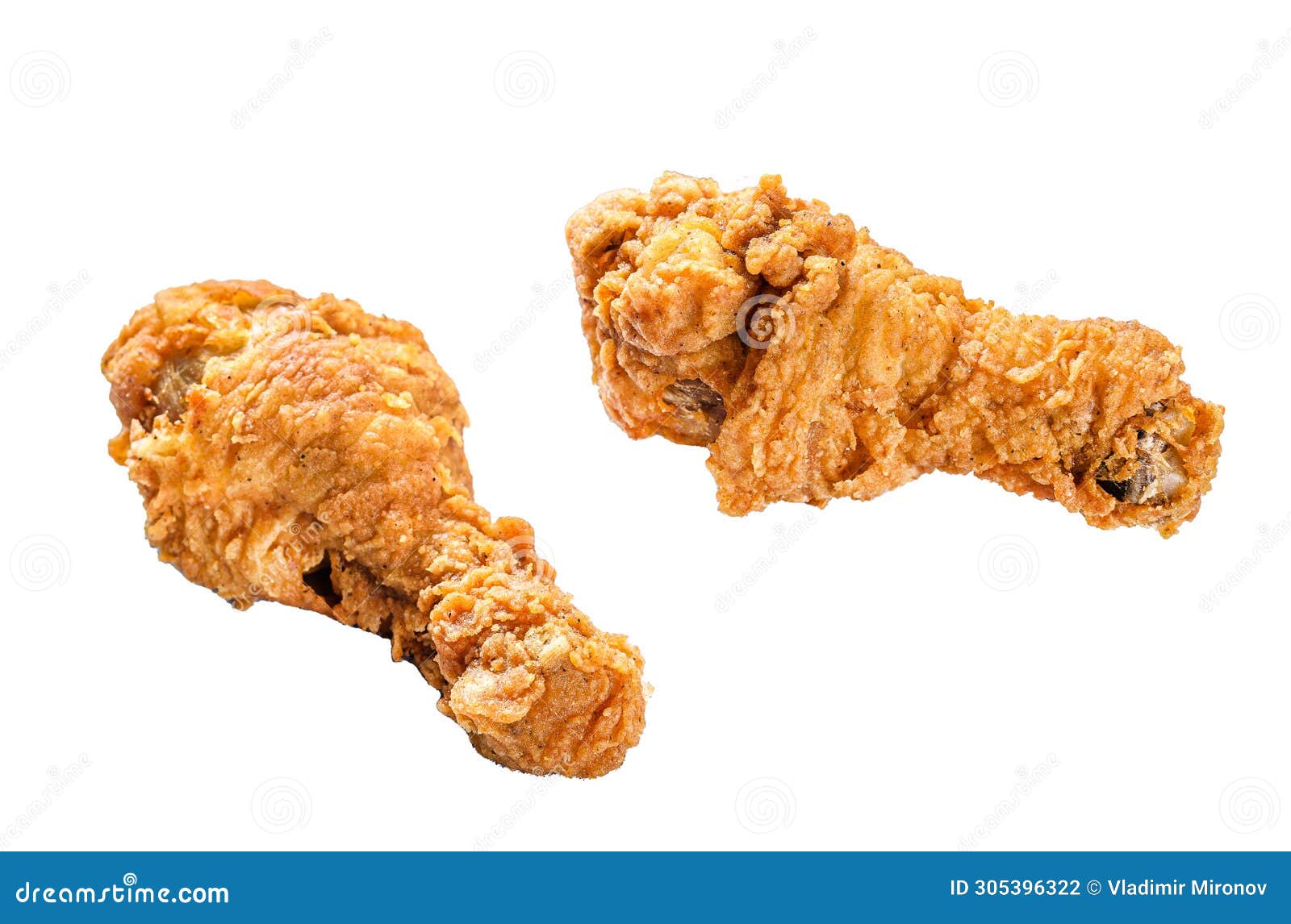 Crispy Kentucky Fried Chicken Drumstick. Isolated on White Background