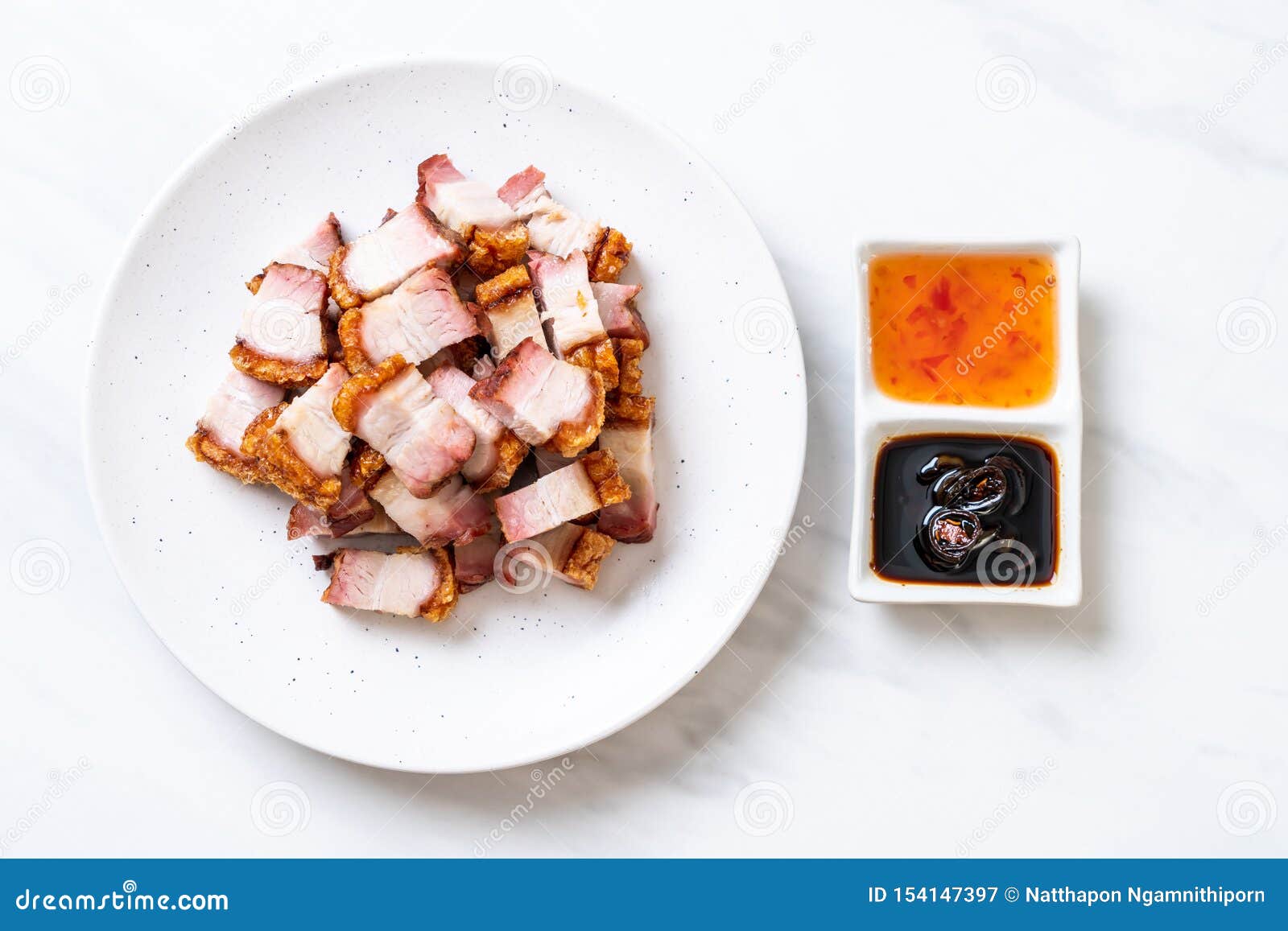 Crispy pork belly stock image. Image of isolated, board 154147397