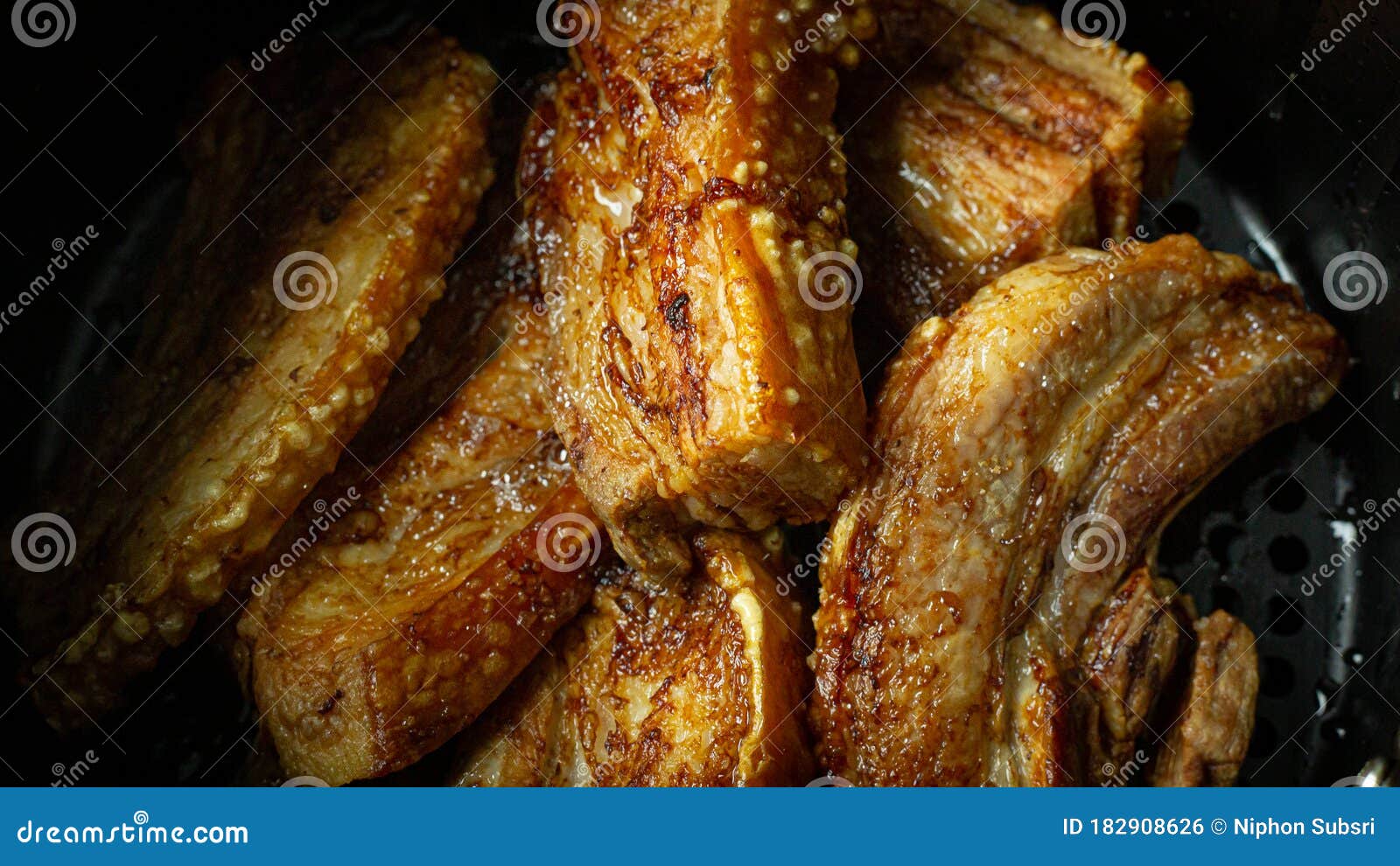 Crispy Pork Belly Flat Lay Image for Food Content Stock Photo Image