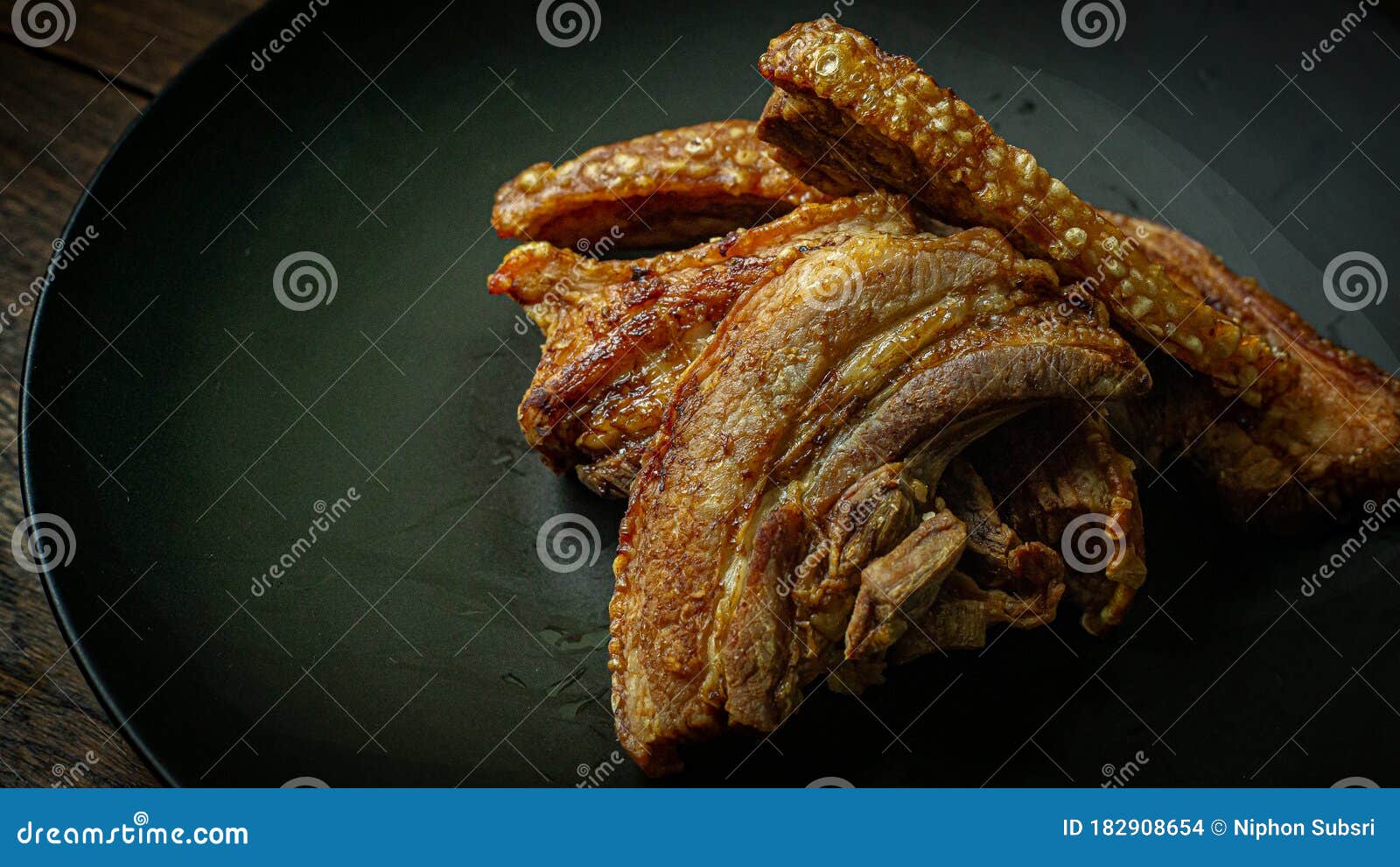 Crispy Pork Belly Flat Lay Image for Food Content Stock Photo Image