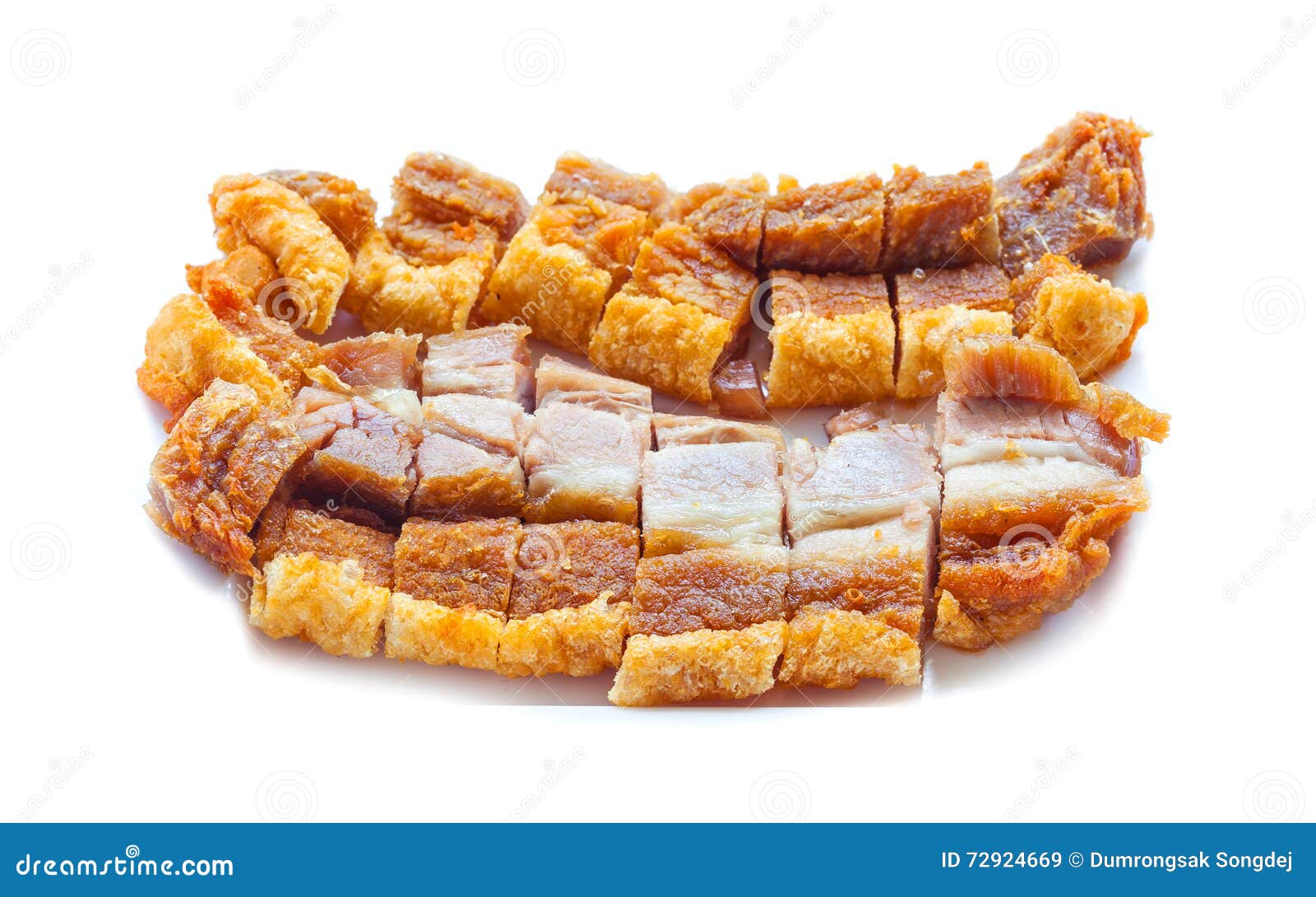 crispy pork slice  on white background