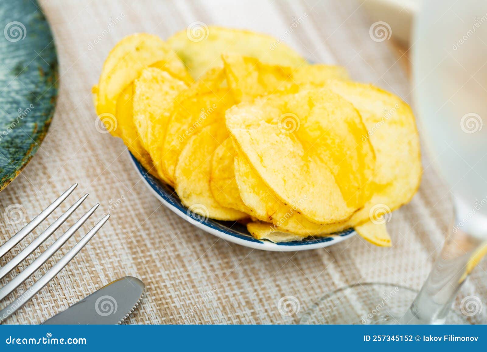 Crispy Potato Chips in Cup on Table Stock Photo Image of yellow