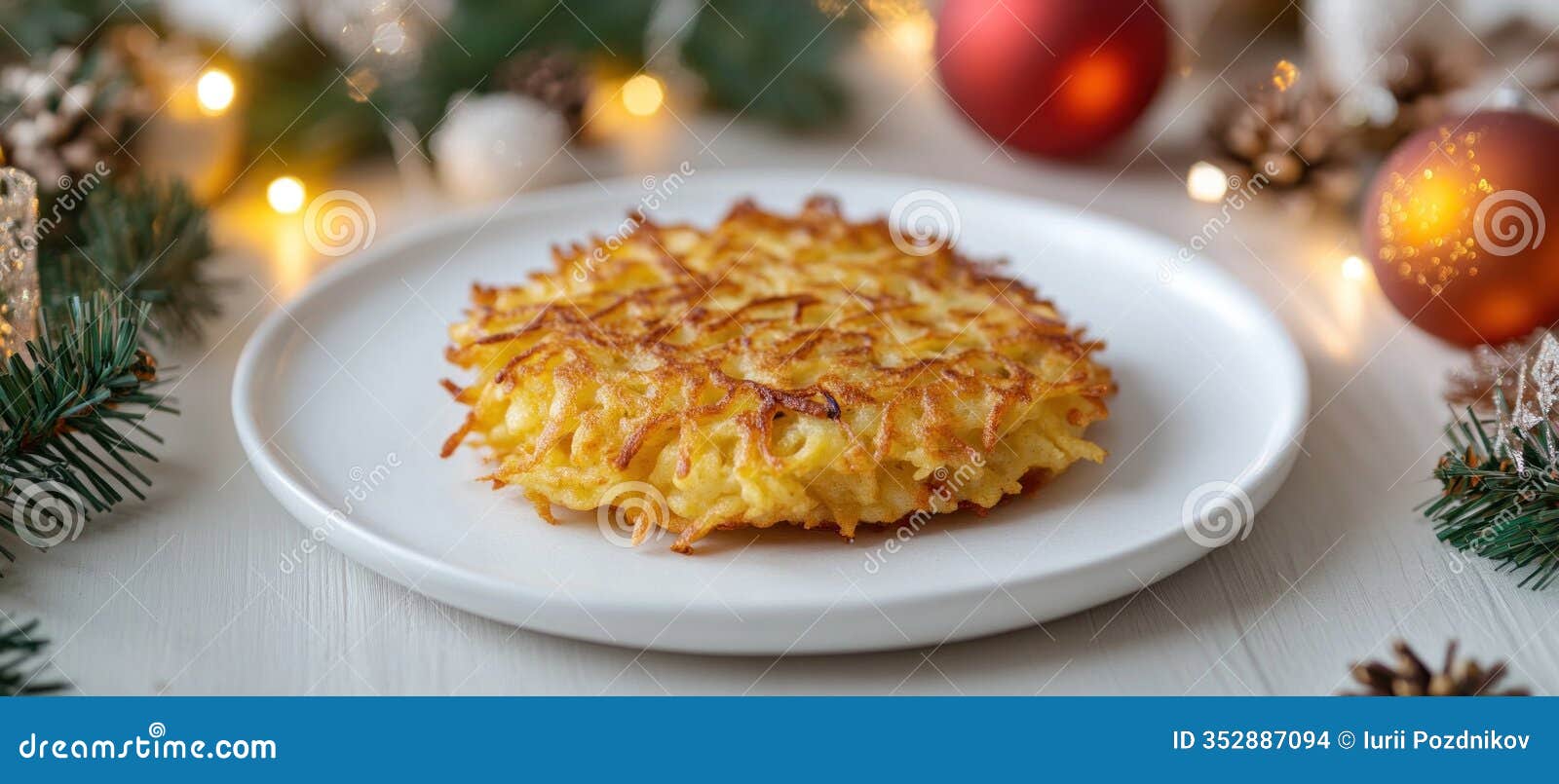 crispy potato latkes celebrating christmas festivities on white table