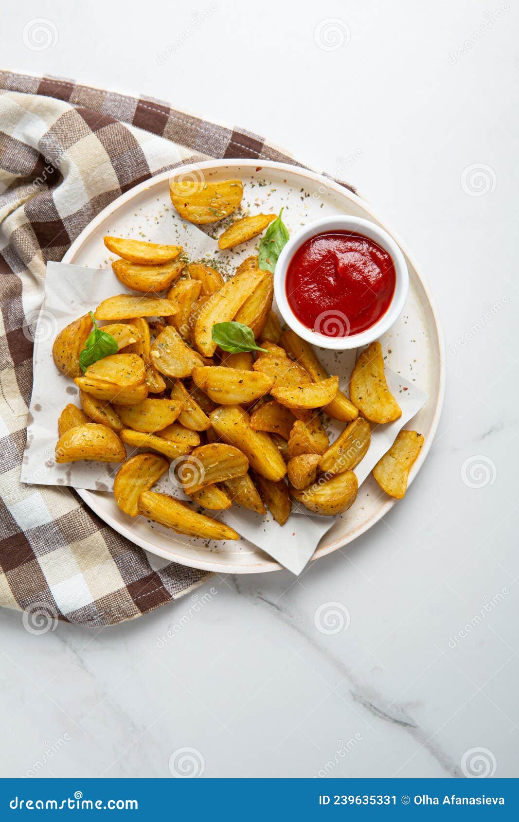 Crispy Potatoes and Ketchup on Plate Stock Image Image of food