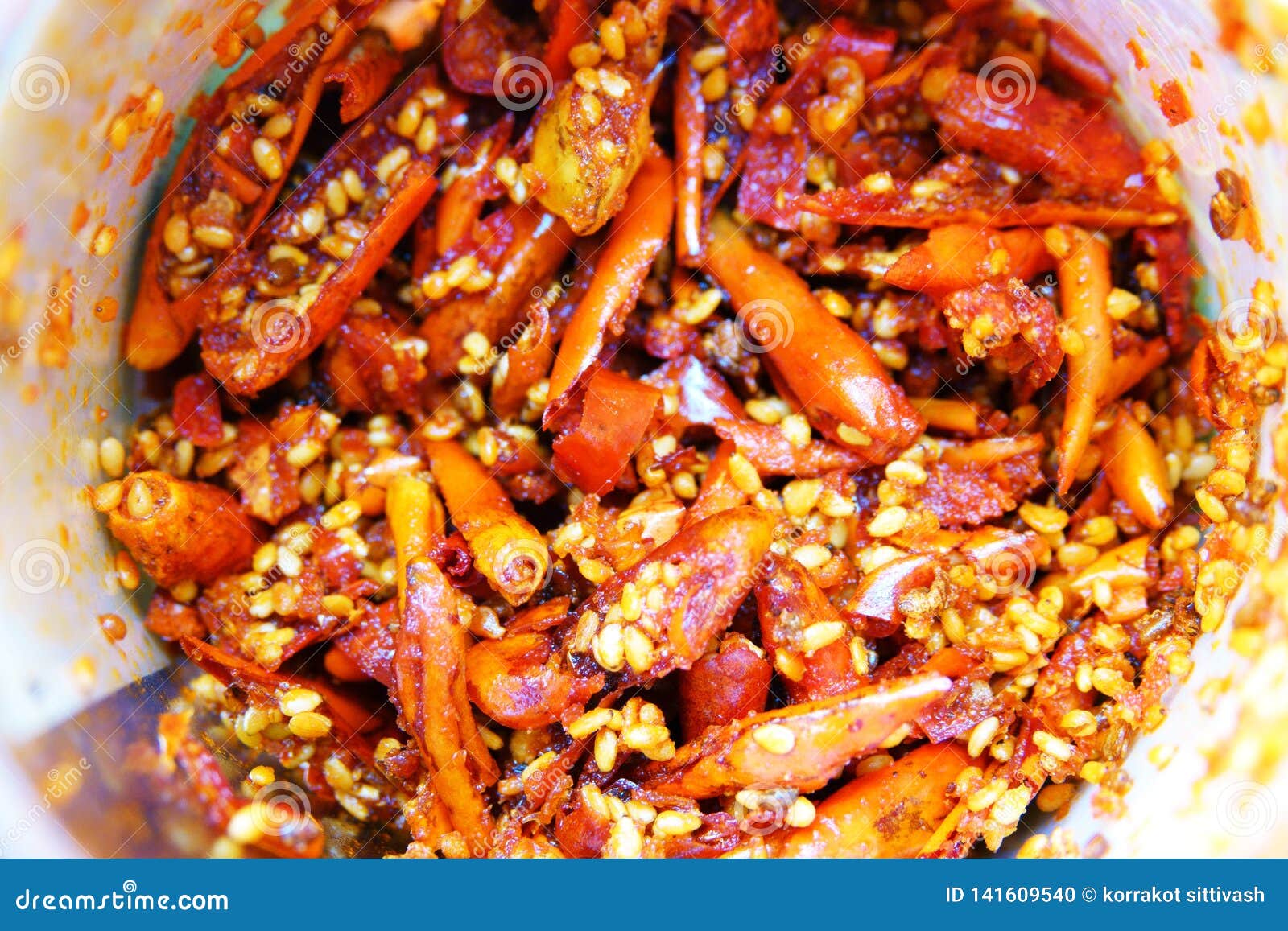 Crispy Red Chili Or Fried Chili With Salt For Snack Stock Photo Image