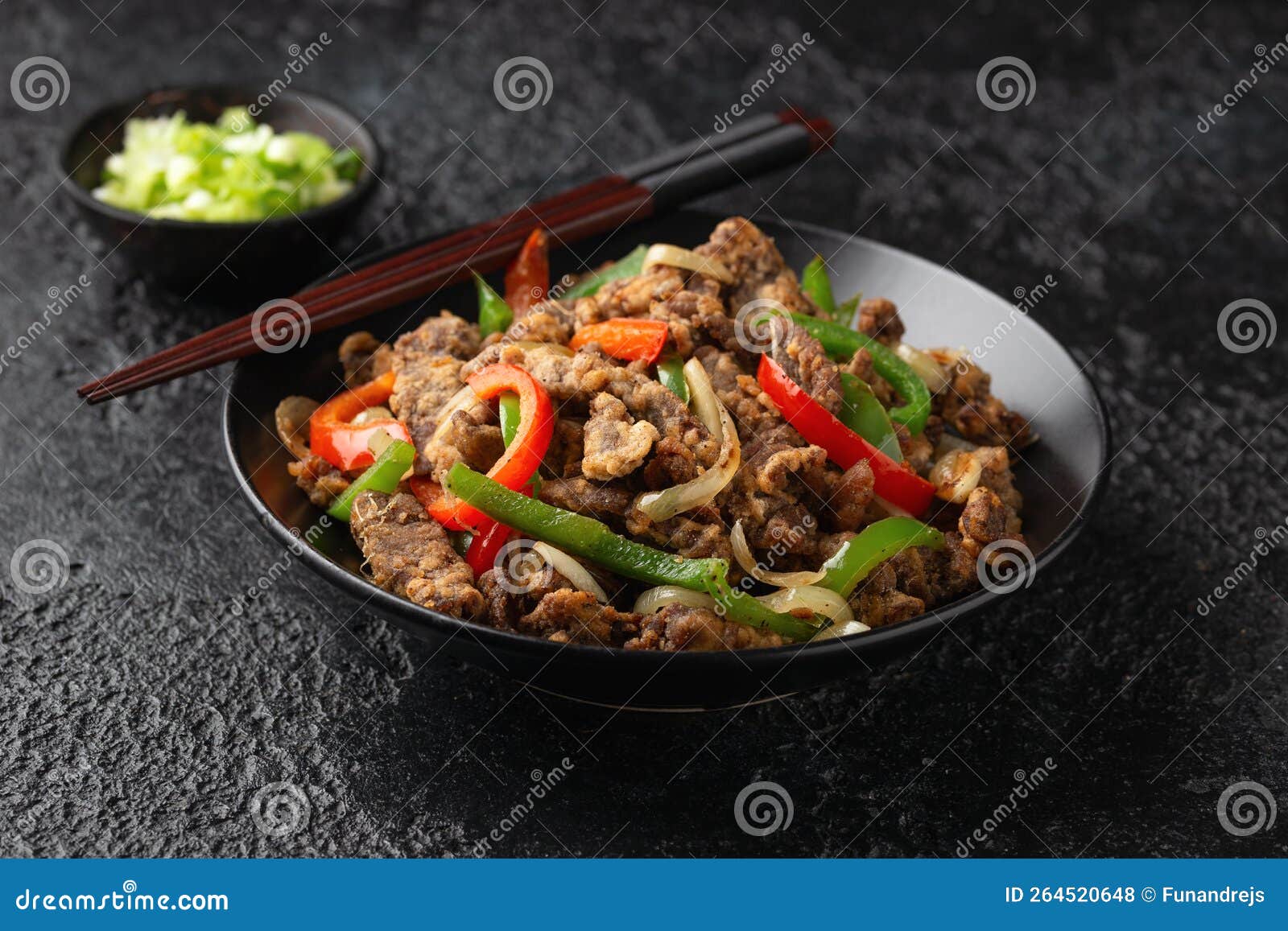 Crispy Salt and Pepper Beef in Black Bowl Stock Photo Image of savory