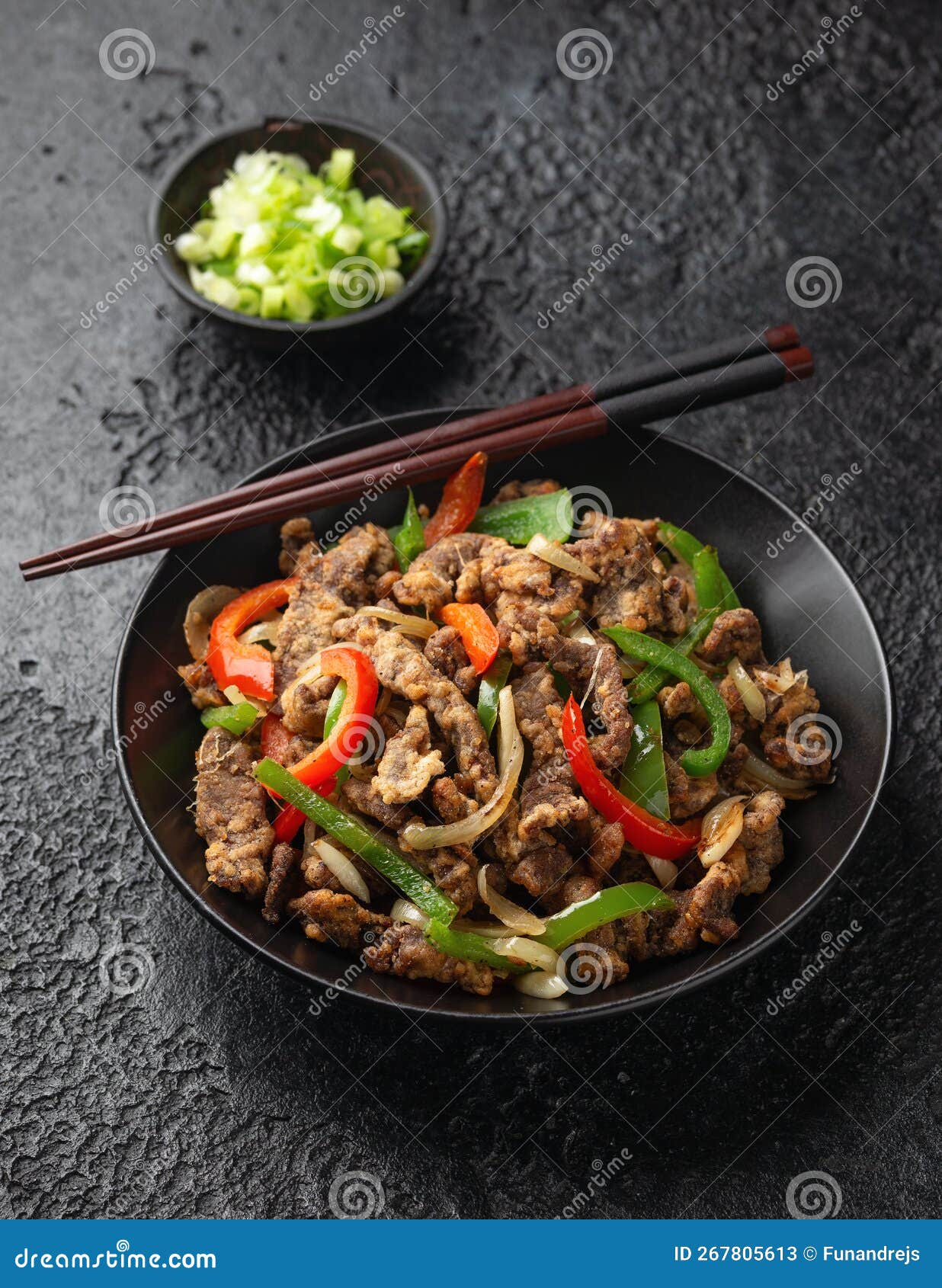 Crispy Salt and Pepper Beef in Black Bowl Stock Image Image of salt