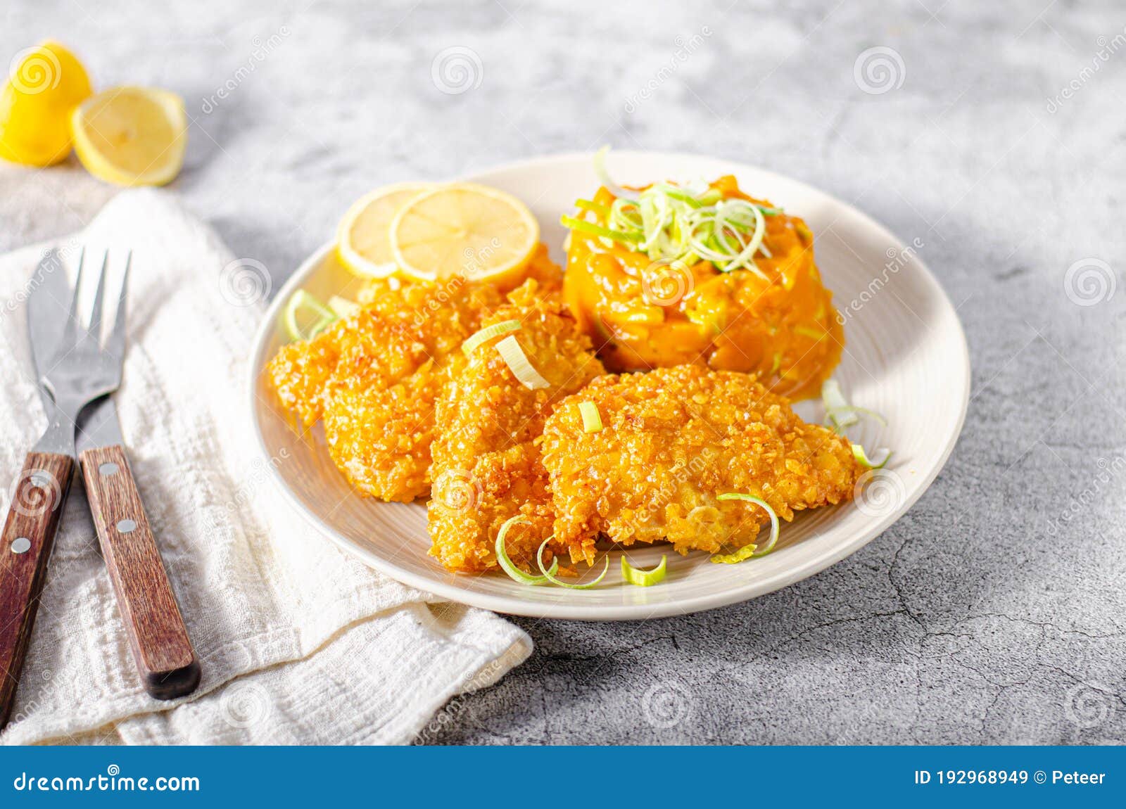 Crispy Schnitzel with Cornflakes Stock Image Image of isolated, fried