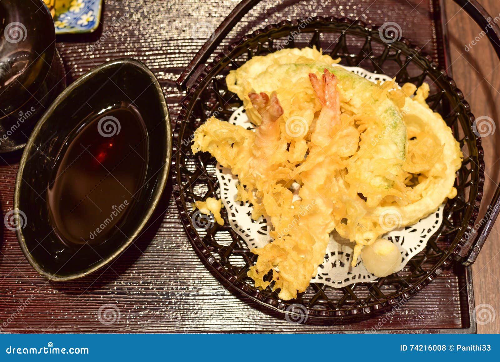 Crispy Shrimp Tempura in Tempura Basket Stock Photo Image of asian