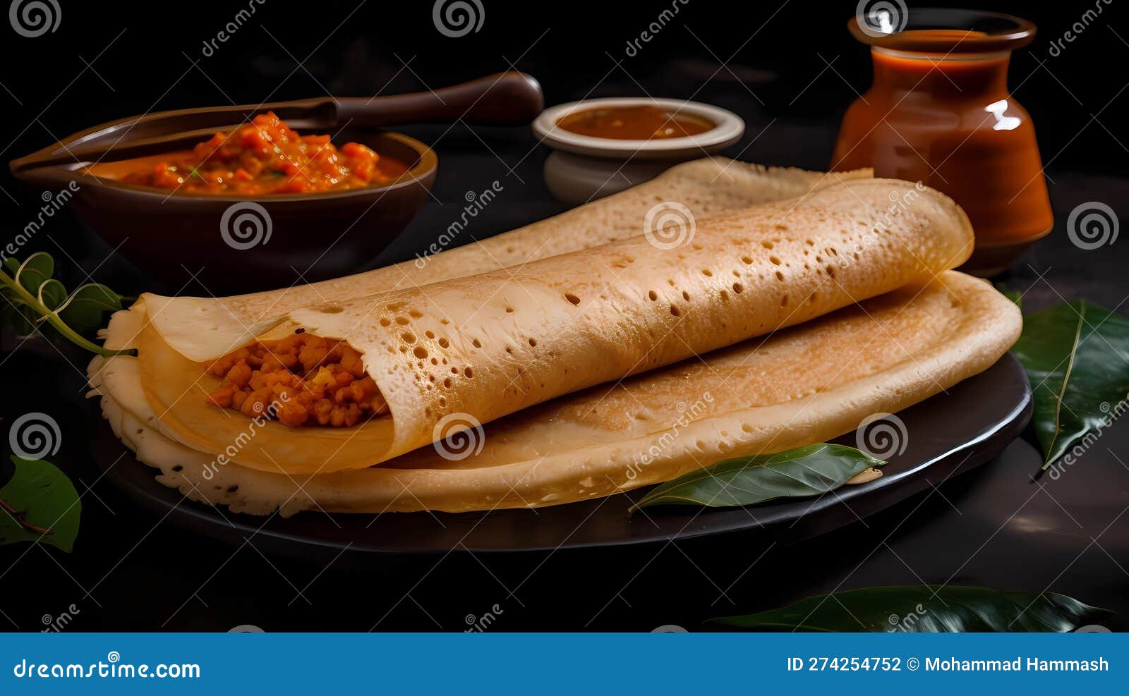 Crispy South Indian Dosa, Made With Generative AI Stock Photography