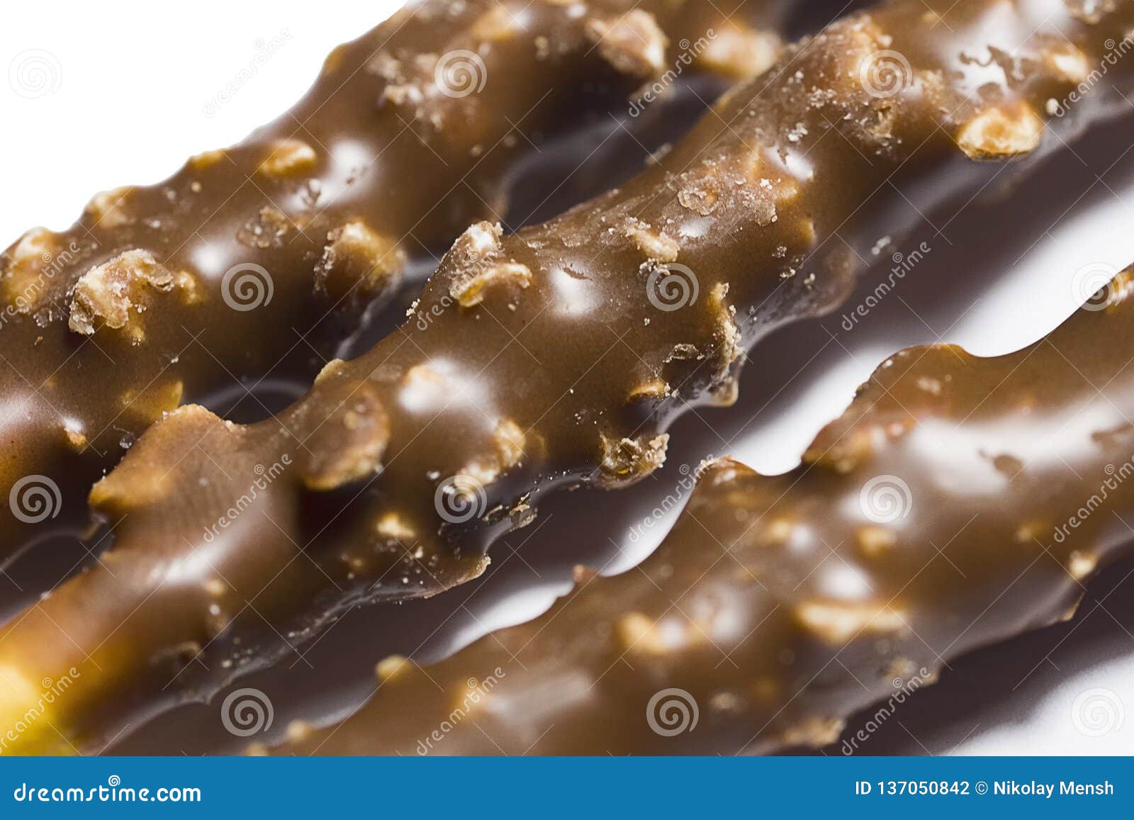 Crispy Sweet Straws Filled Chocolate with Crushed Nuts Against the Table Stock Photo Image of