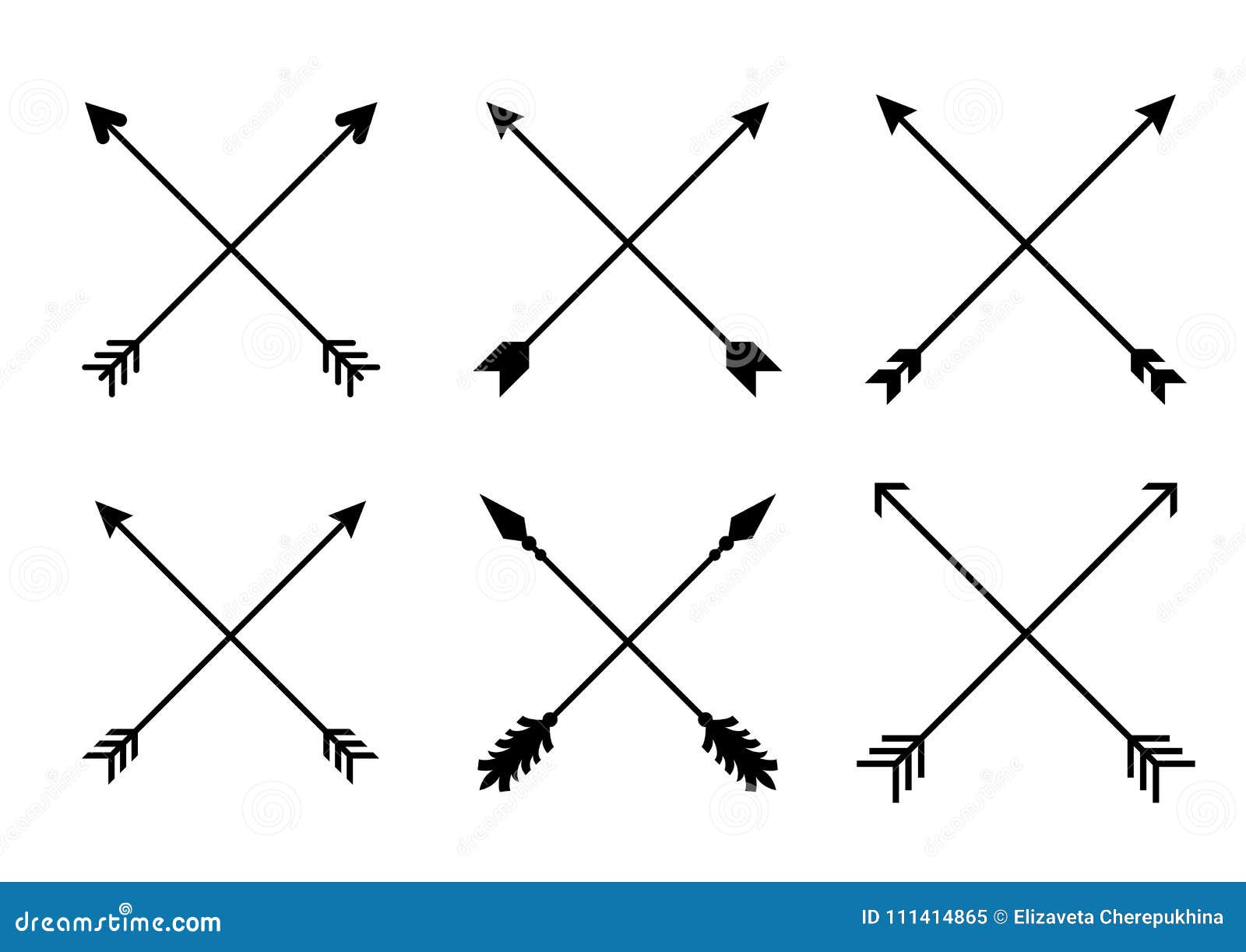 criss cross hipster arrows. arrows in boho style. tribal arrows. set of indian style arrows. 