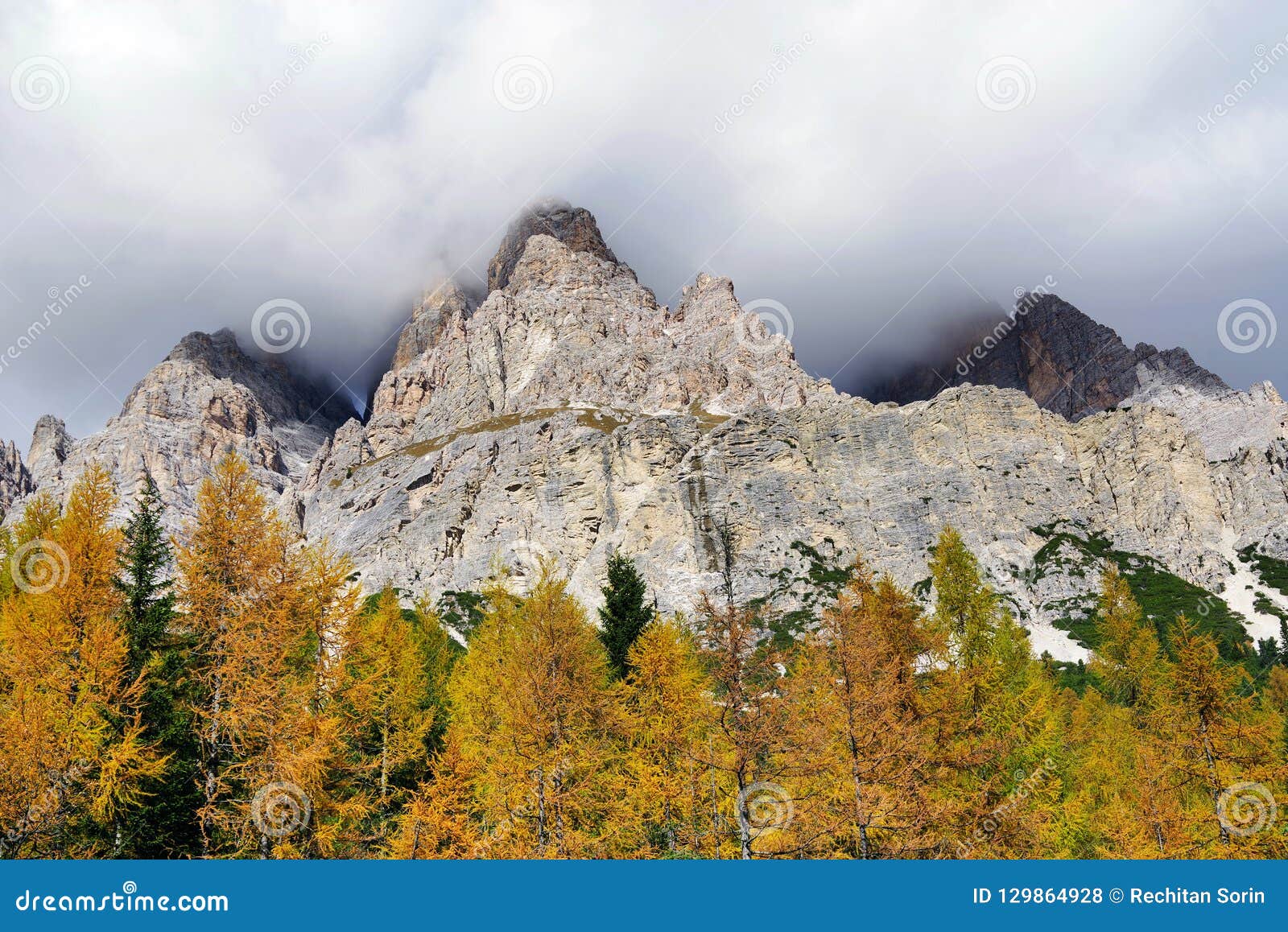 autumnal landscape of cristallo group