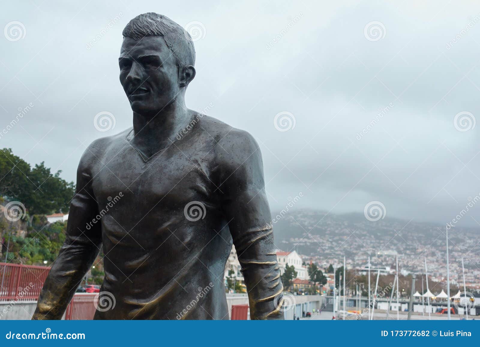 Cristiano Ronaldo Statue in Funchal, Madeira in Front of CR7 Museum, in