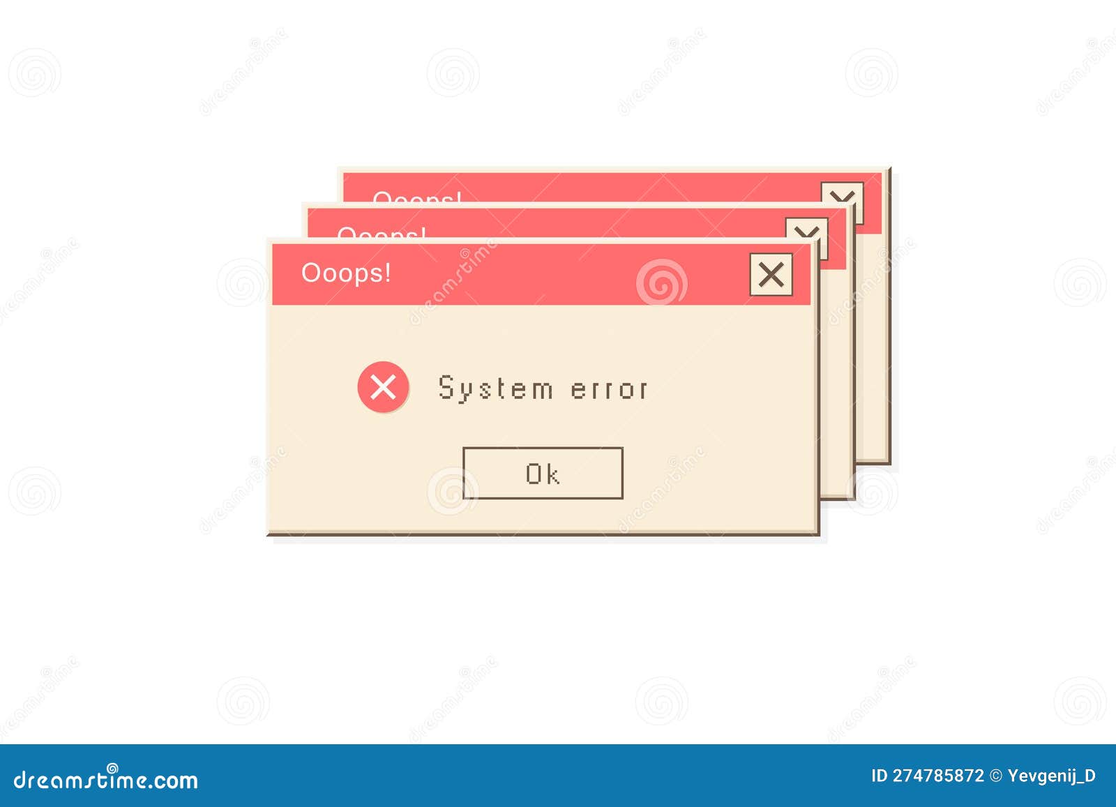 Critical Error Message Retro Operating System Window With System