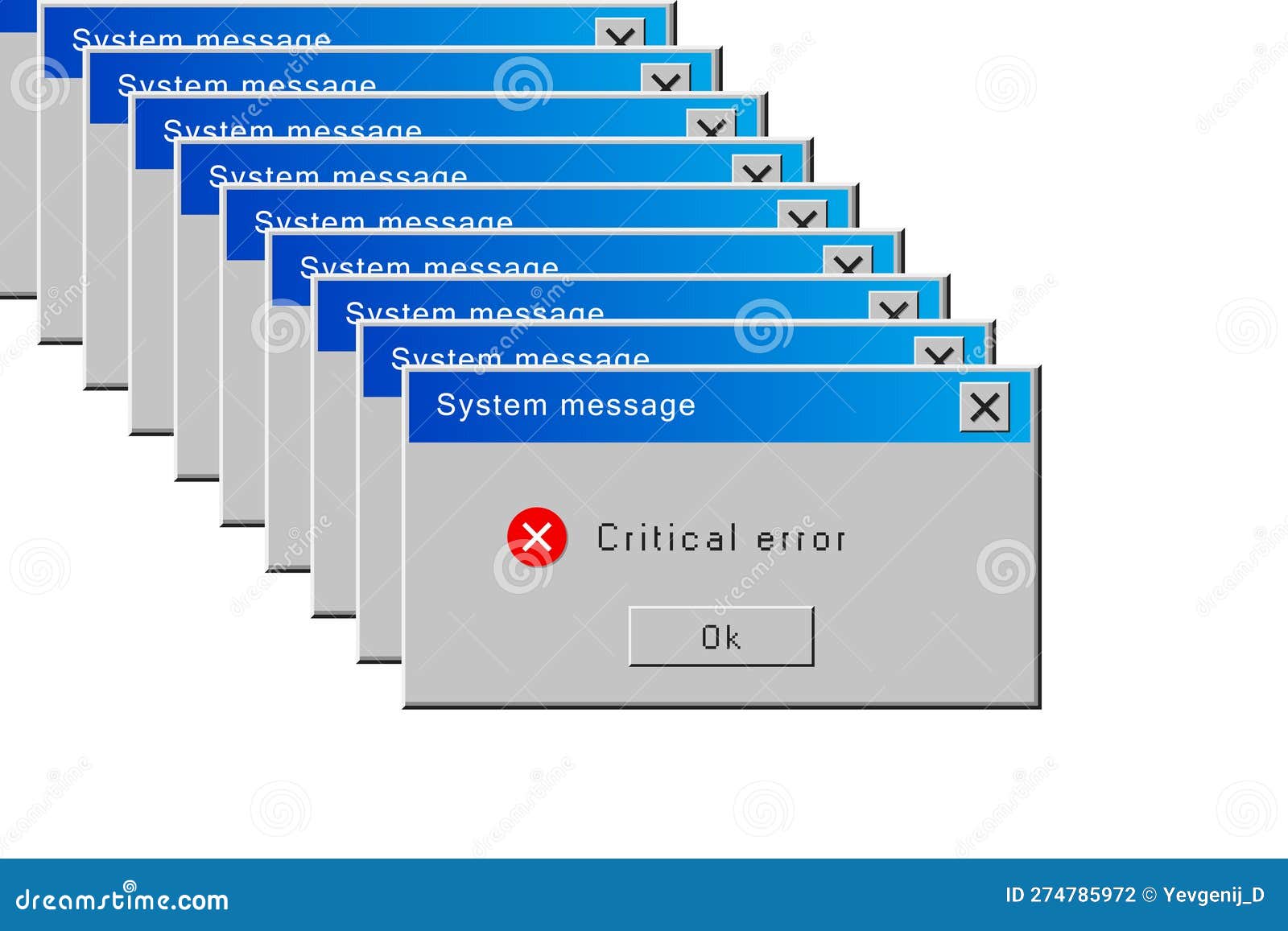 Critical Error Message. Retro Operating System Window with System ...