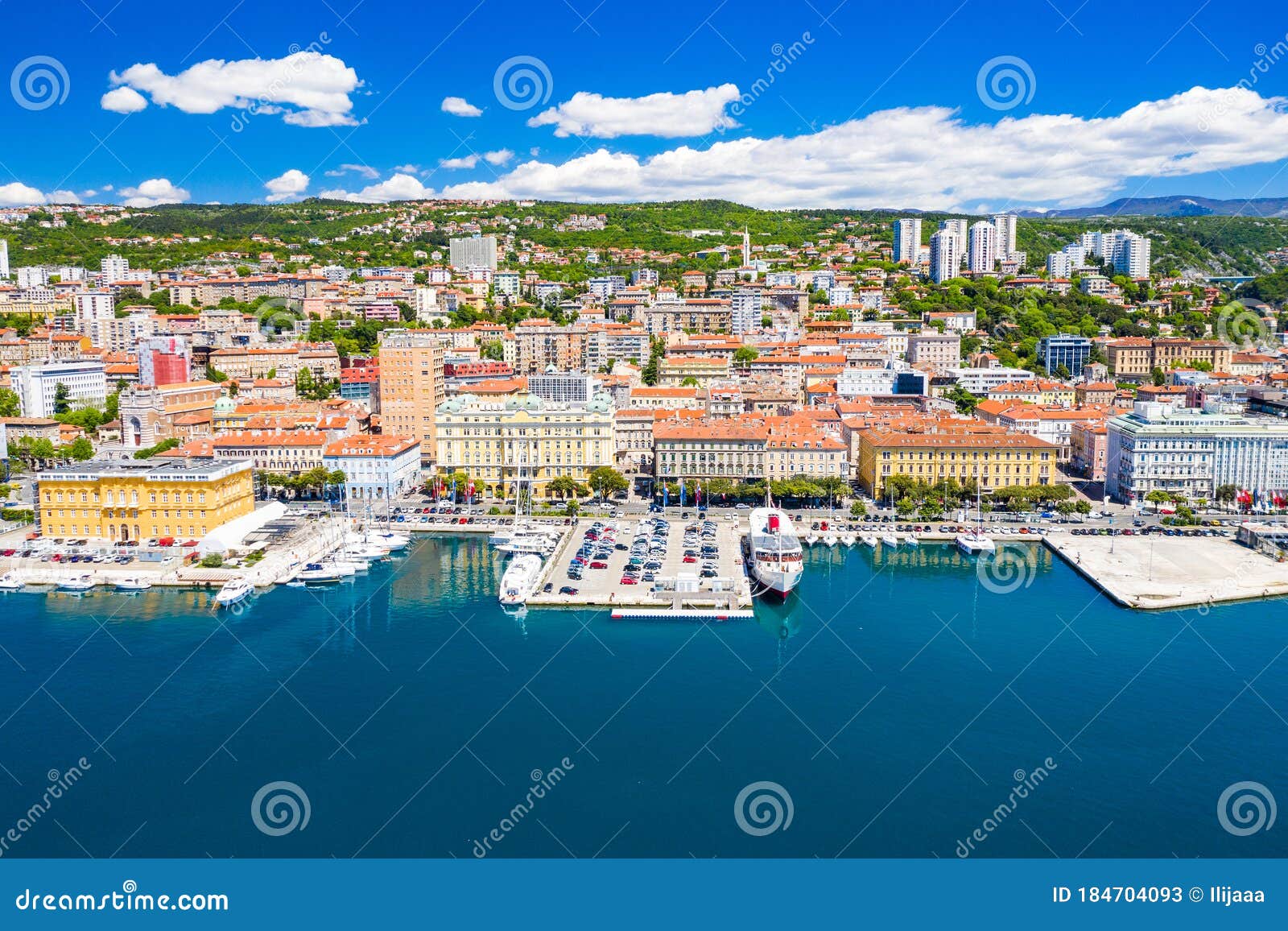 croatia, city of rijeka, aerial panoramic view