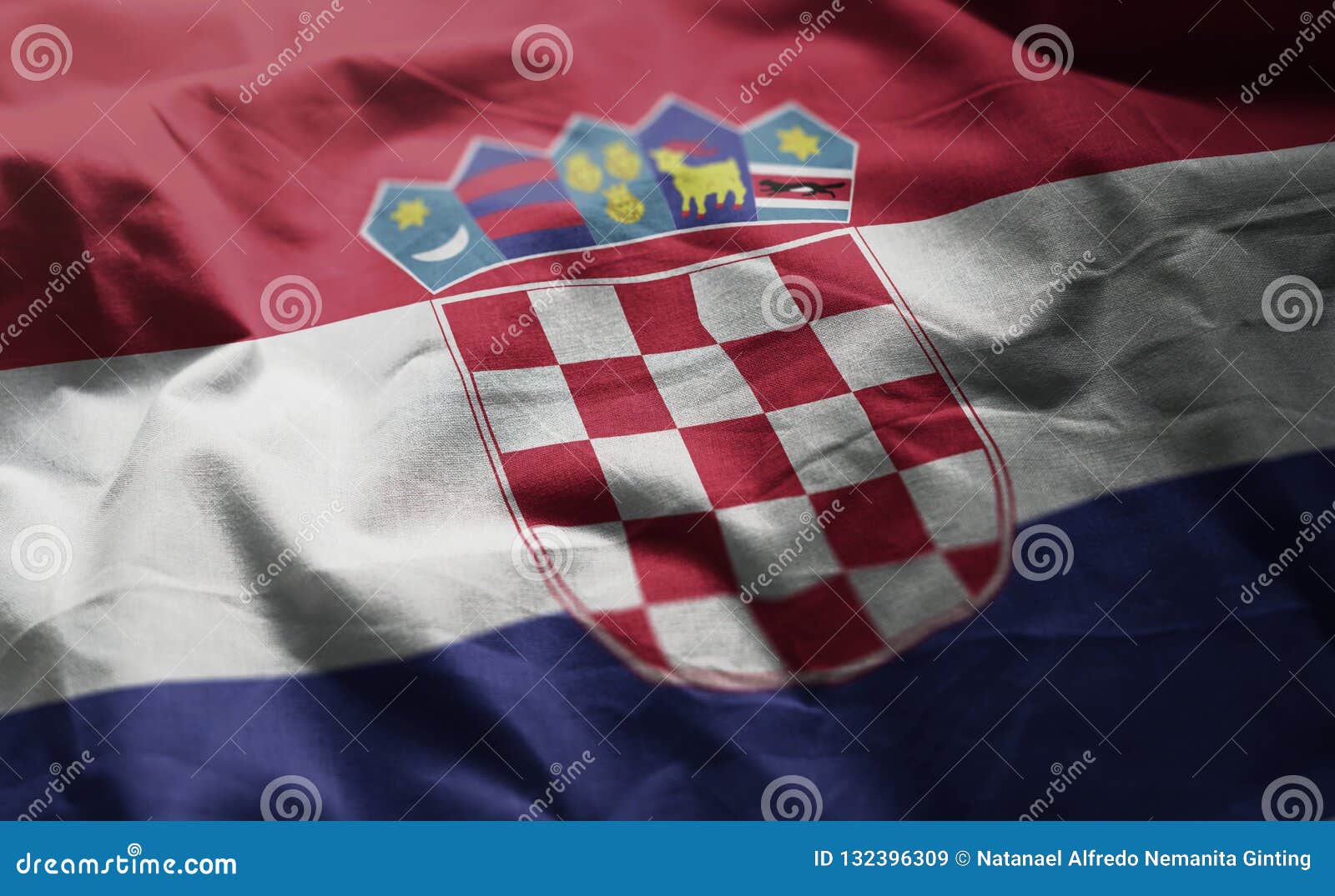 croatia flag rumpled close up