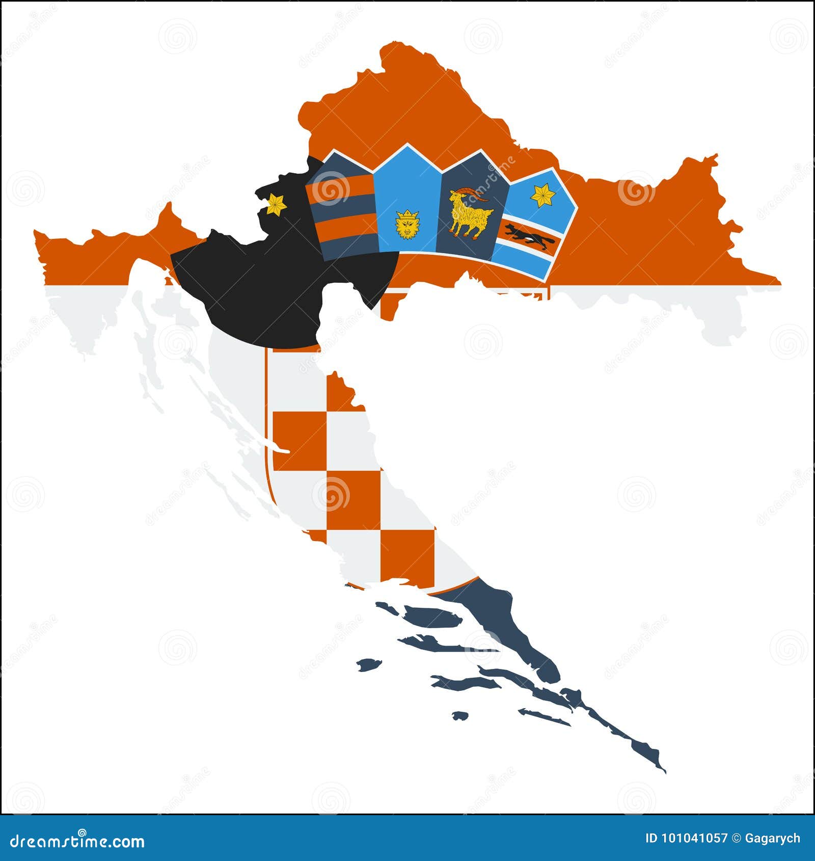 Croatia High Resolution Map With National Flag Stock Vector Illustration Of Ensign Infographics 101041057