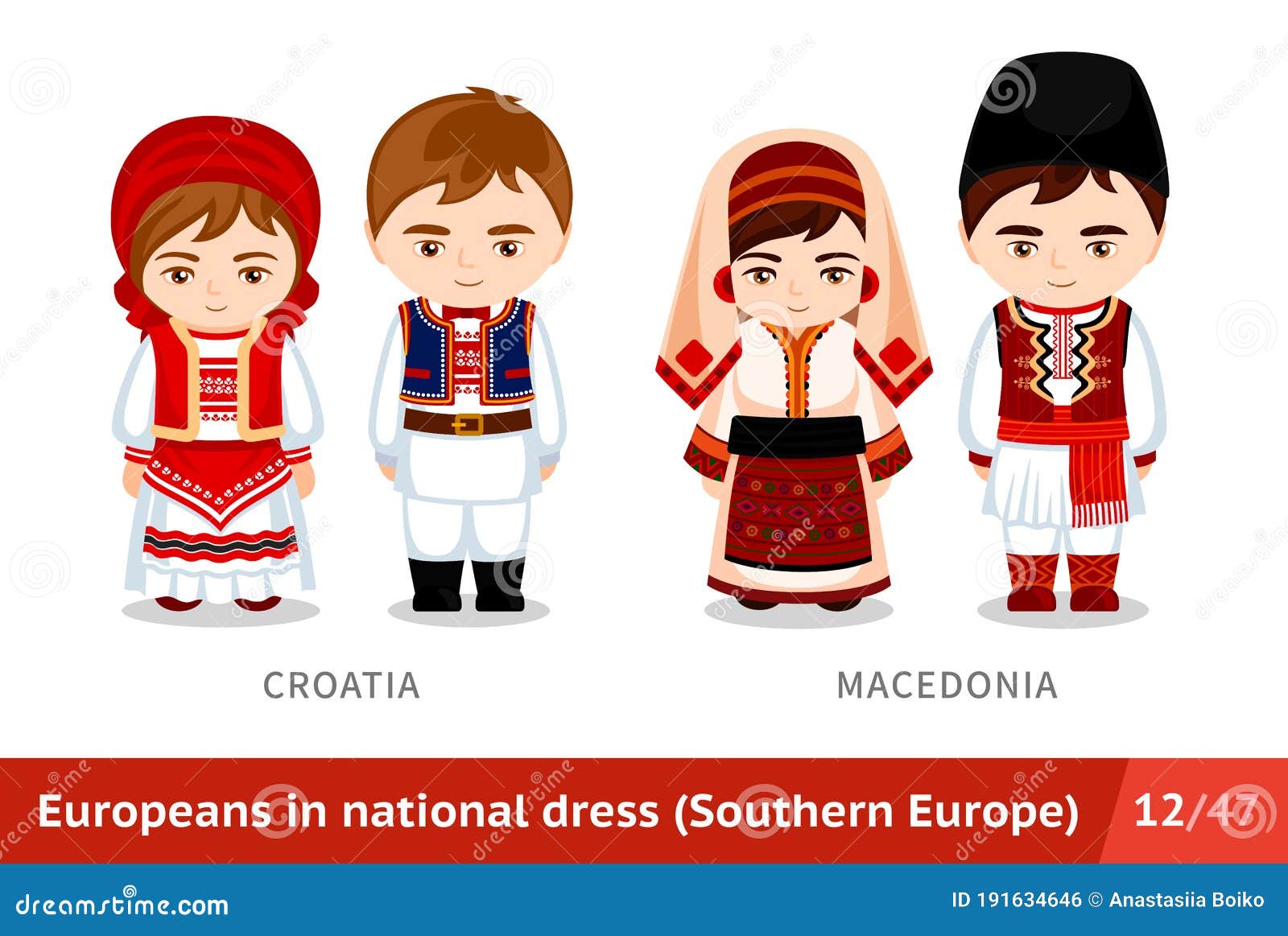 Croats In National Dress With A Flag. Cartoon Vector | CartoonDealer ...