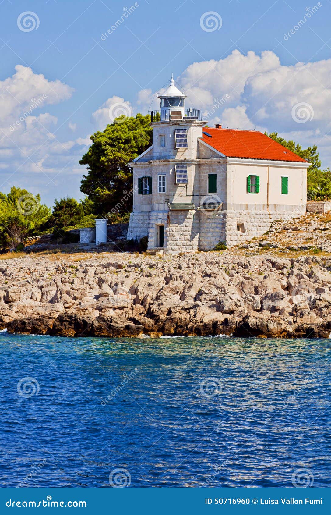 croatia, prisnjak lighthouse on an islet of murter archipelago