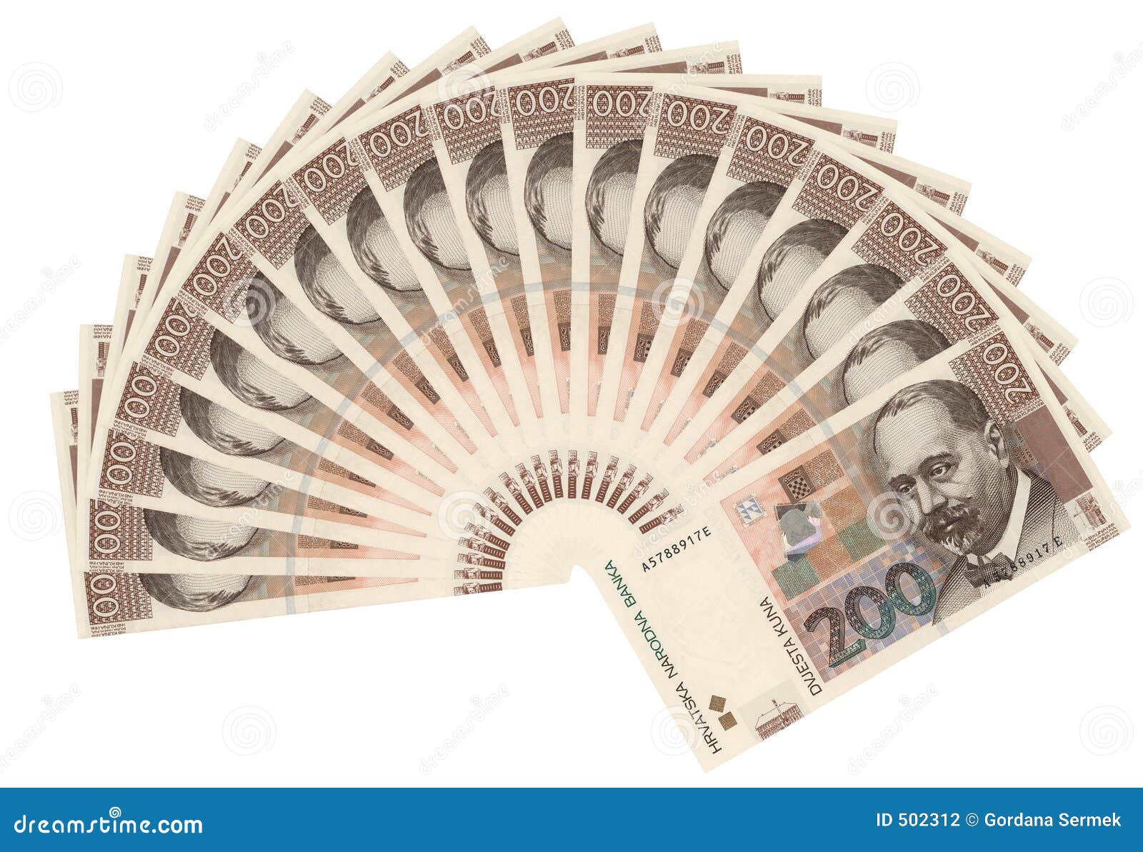 croatian currency-200 kuna bills